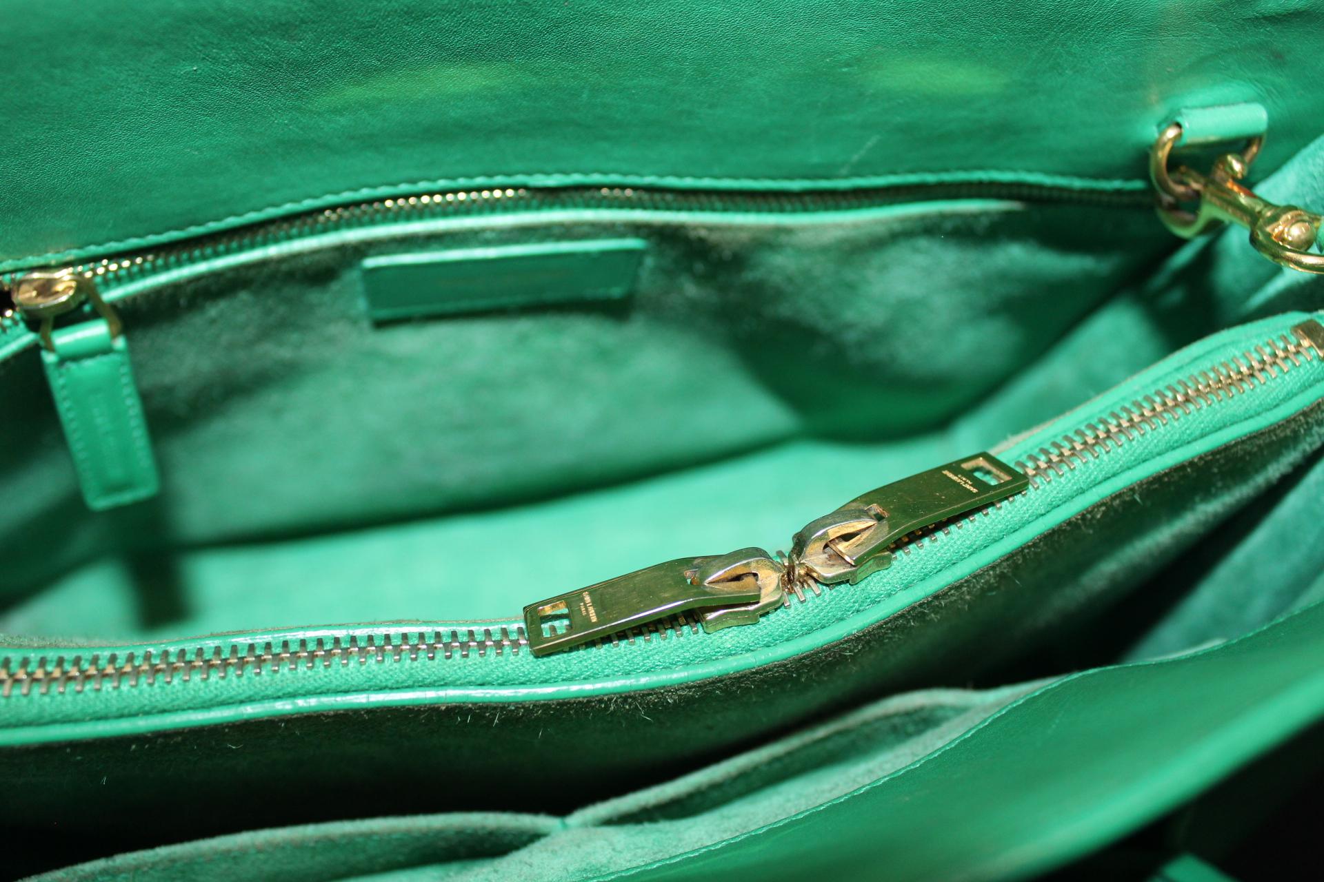 Women's Yves Saint Laurent Green-Mint Leather Sac De Jour Bag