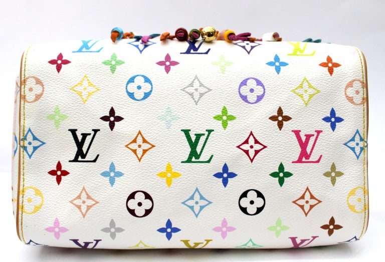 Louis Vuitton Limited Edition White Monogram Multicolore Fringe Speedy 25  Bag - Yoogi's Closet
