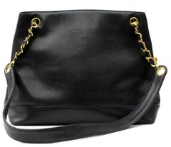 1992s Chanel Black Cavier Leather Shopping Bag