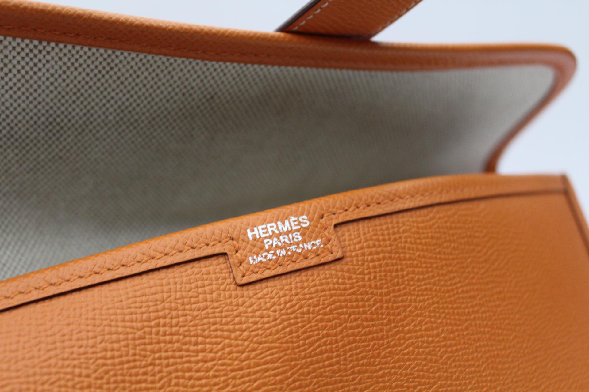 Hermes Clutch Jige Epson Orange Leather  2