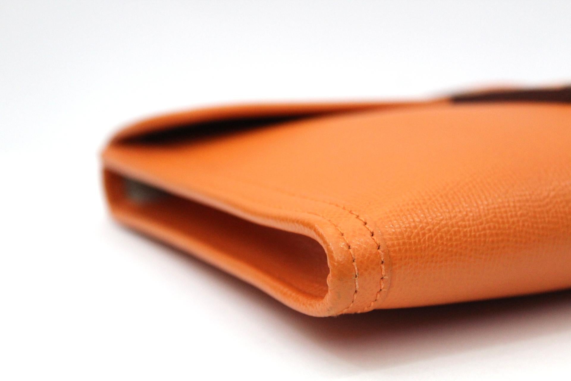 Hermes Clutch Jige Epson Orange Leather  7