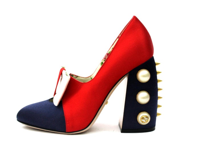 gucci red block heels
