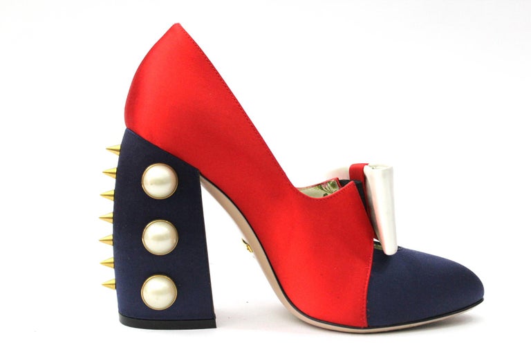 gucci red block heels