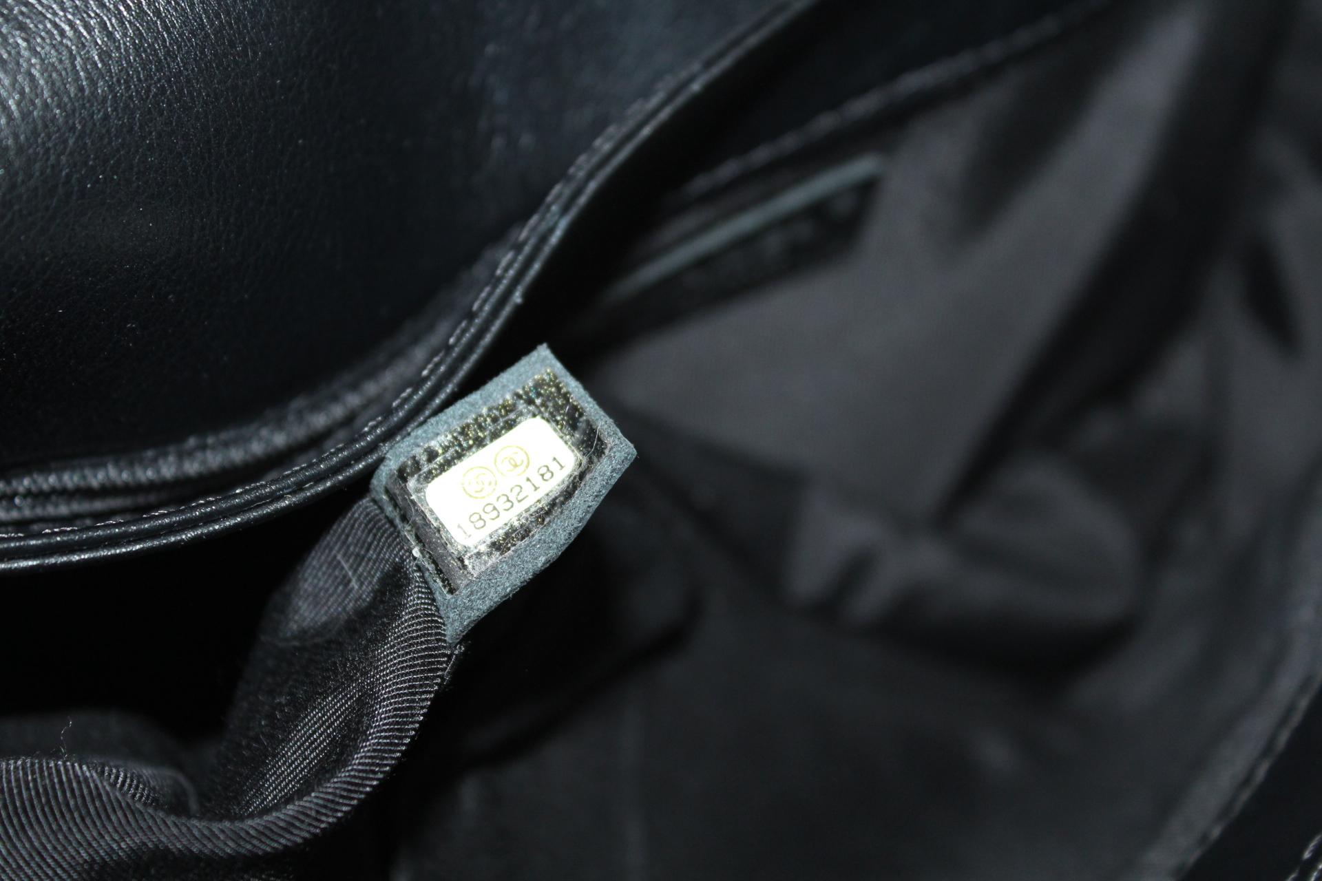 CHANEL Black Leather and Wool Tweed Enchained Medium Boy Bag 2