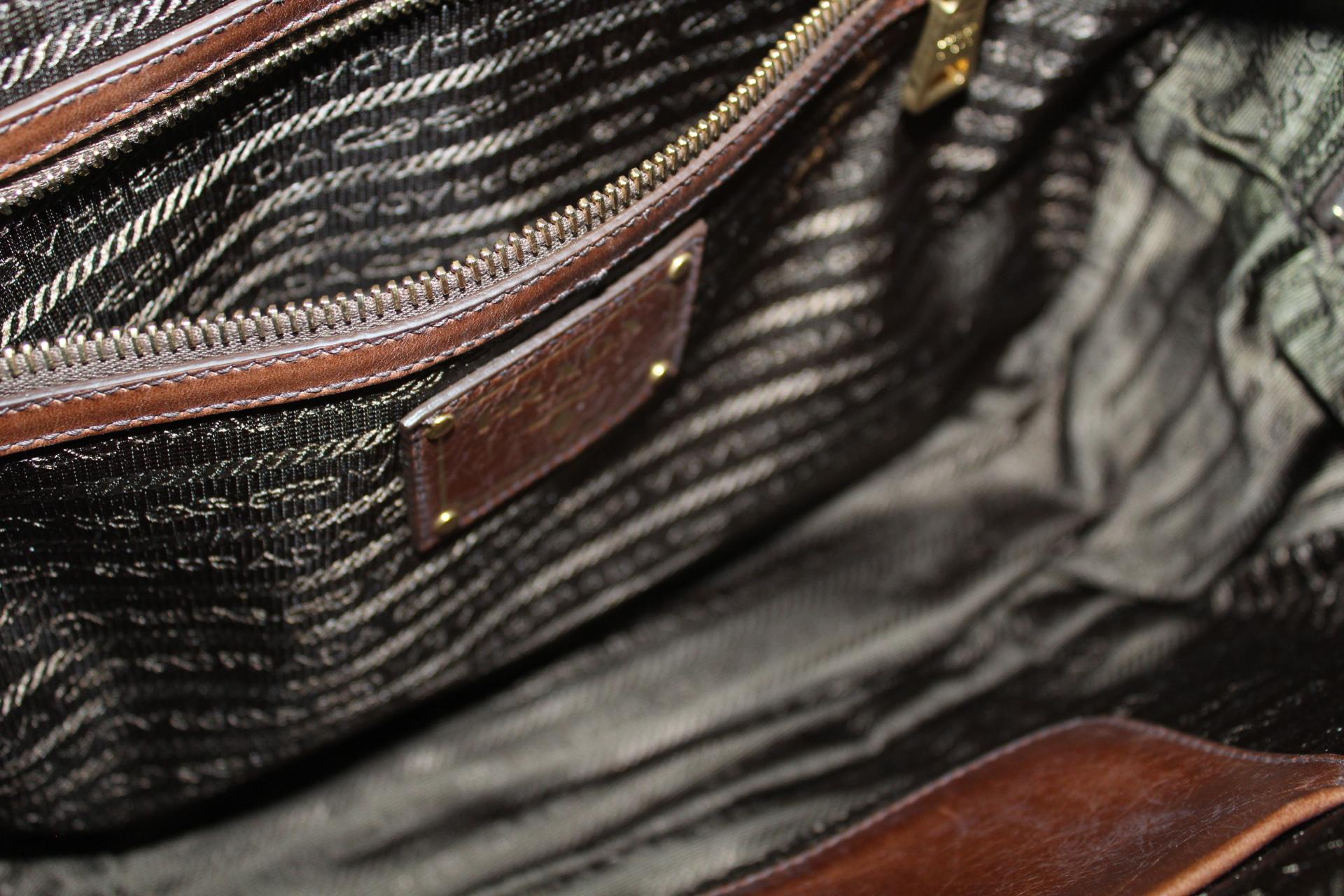 Prada Palissandro Calfskin Leather Shoulder Bag 1