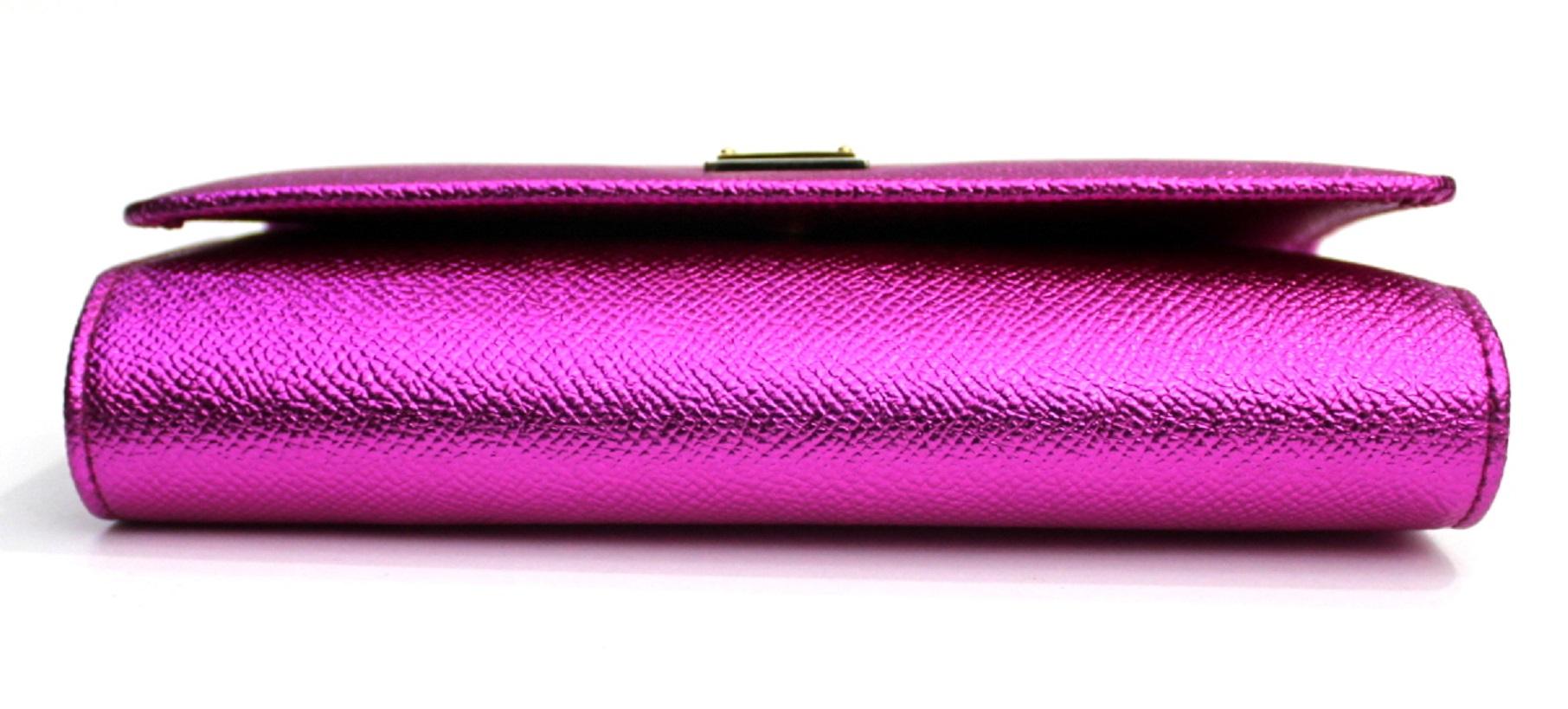 Purple Dolce & Gabbana Fucsia Laminated Leather Mini Van Bag