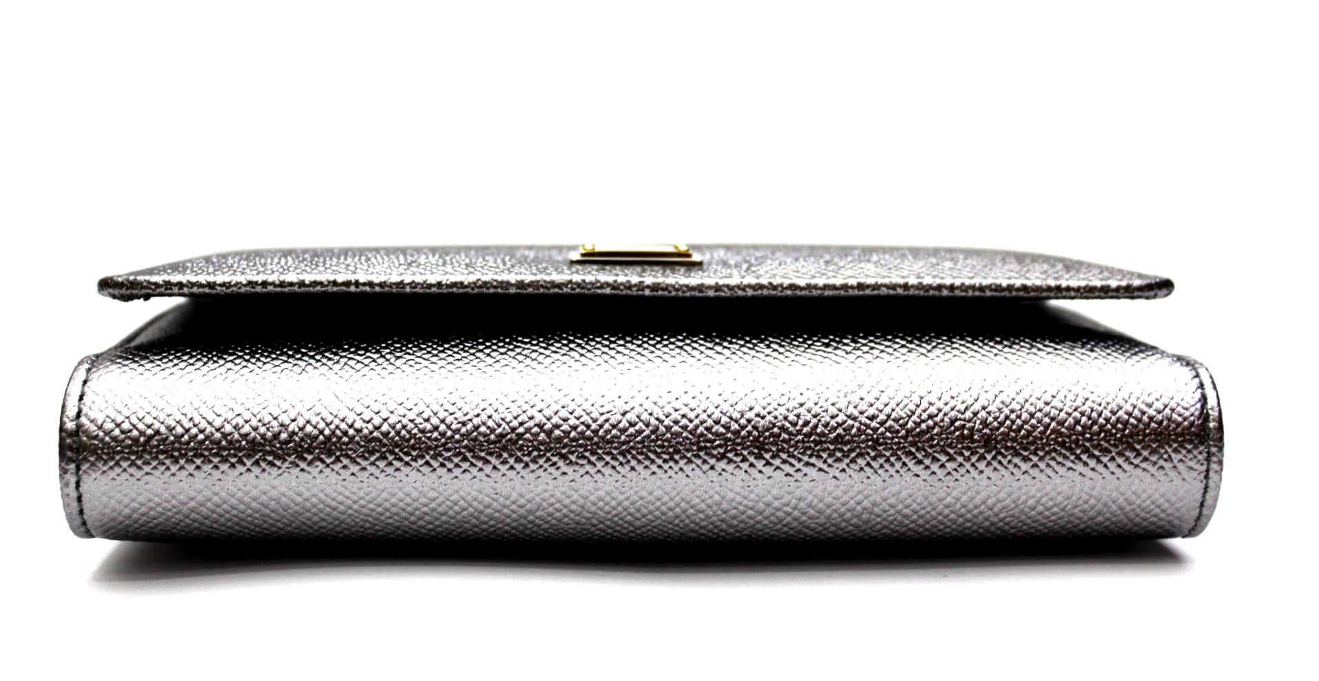 Women's Dolce & Gabbana Silver Laminated Leather Mini Von Bag