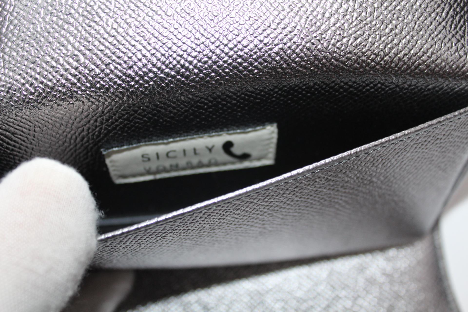 Dolce & Gabbana Silver Laminated Leather Mini Von Bag 2