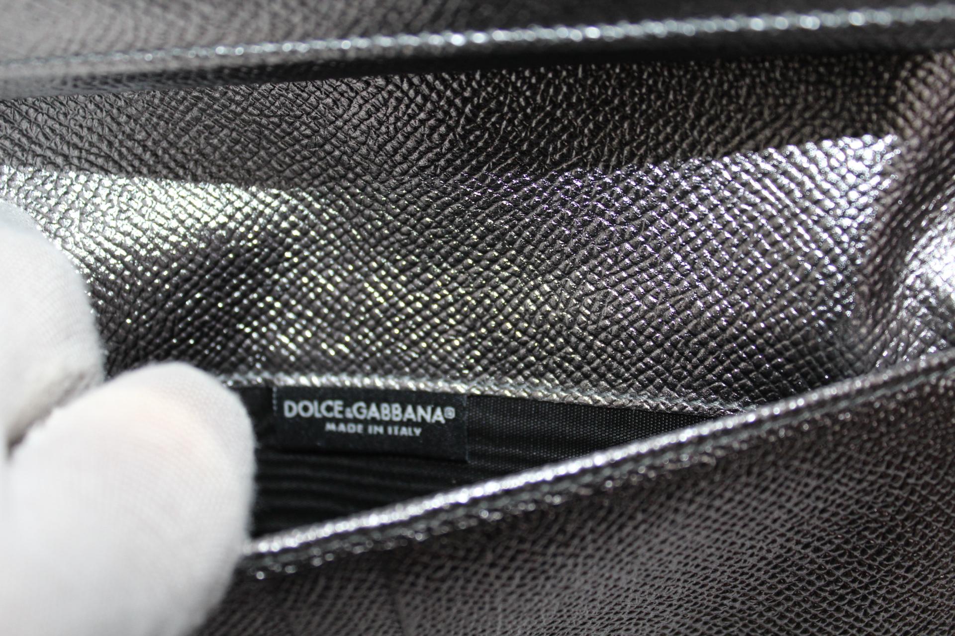 Dolce & Gabbana Silver Laminated Leather Mini Von Bag 3