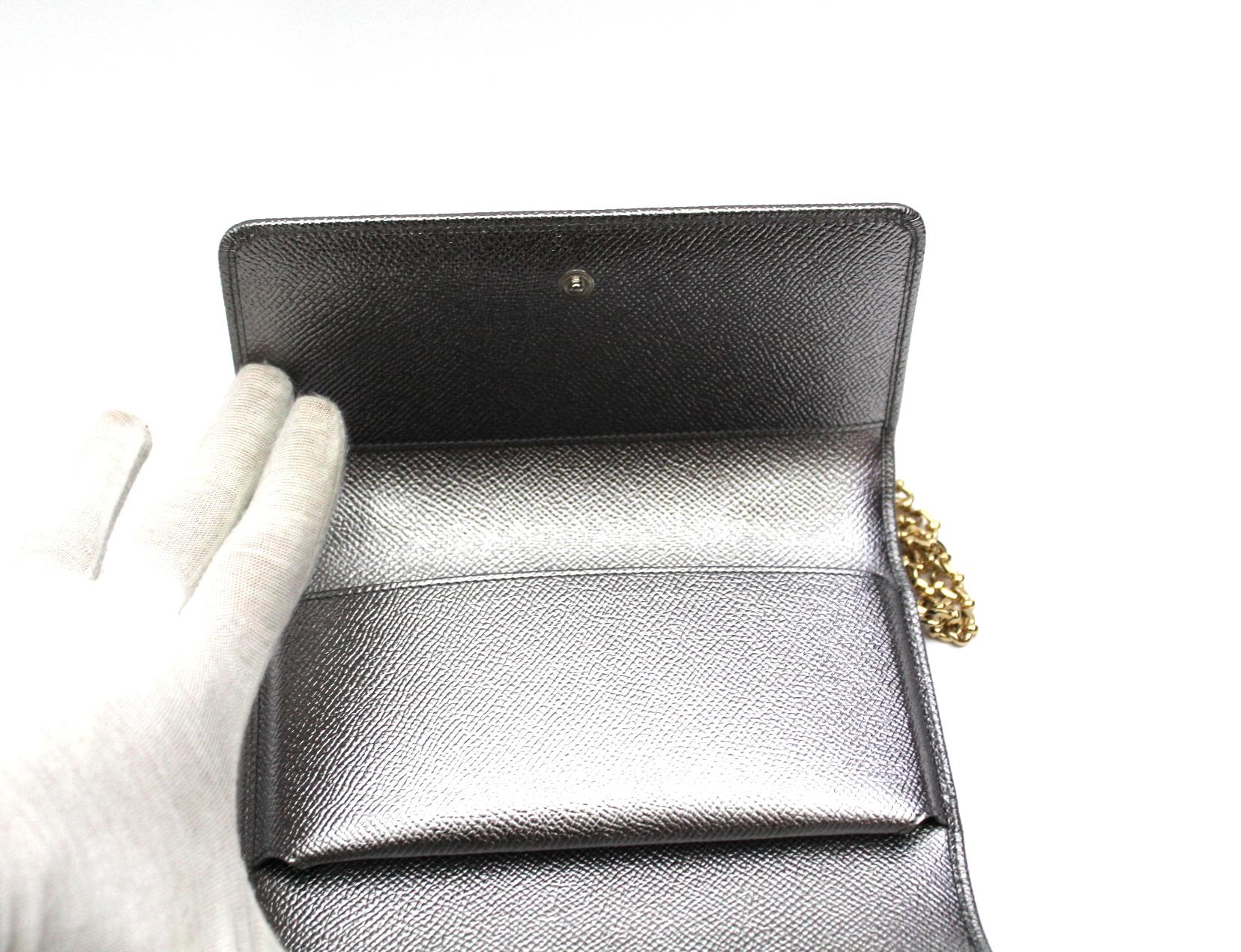 Dolce & Gabbana Silver Laminated Leather Mini Von Bag 4
