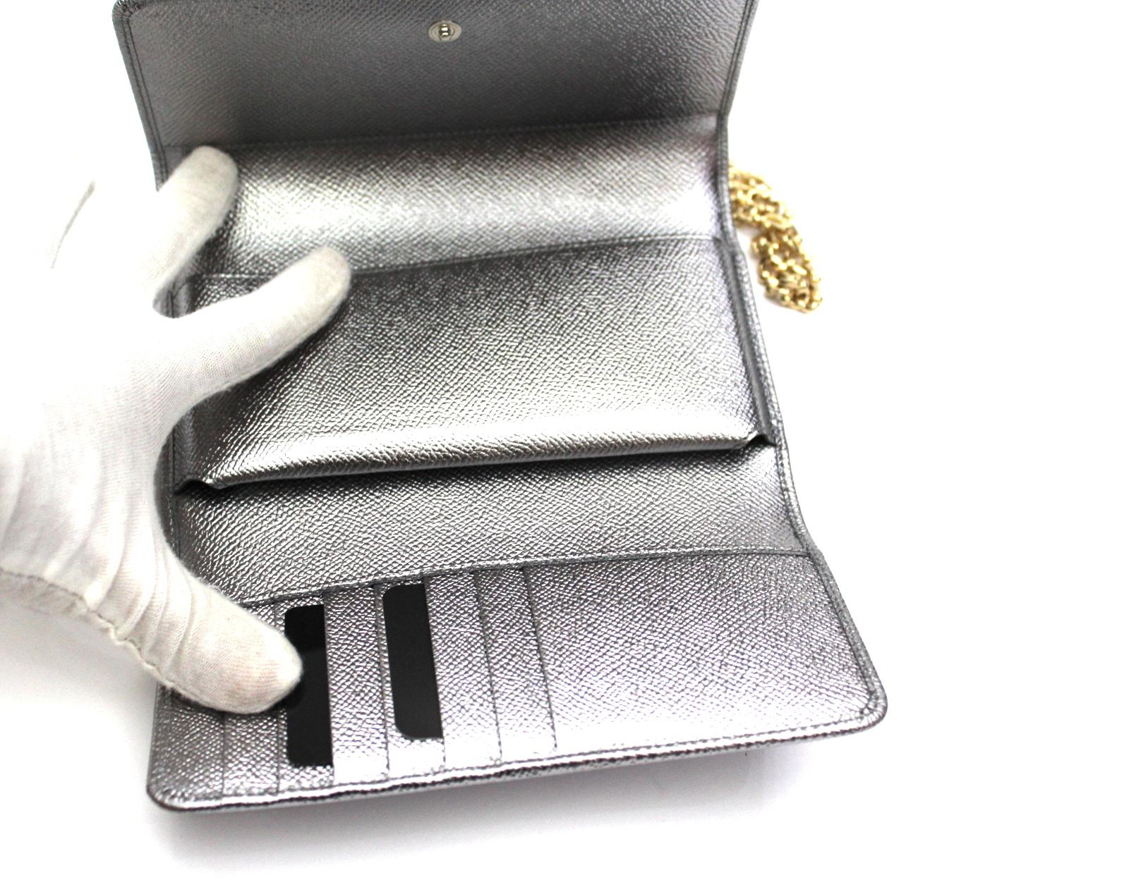 Dolce & Gabbana Silver Laminated Leather Mini Von Bag 5