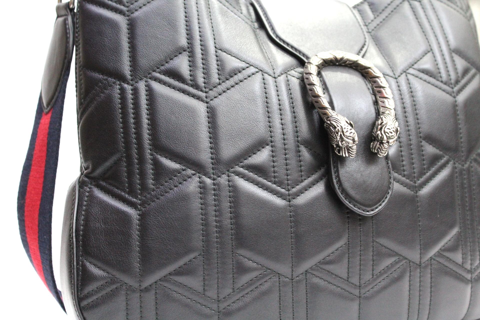 Women's 2017 Gucci Black Leather Dionysus Bag