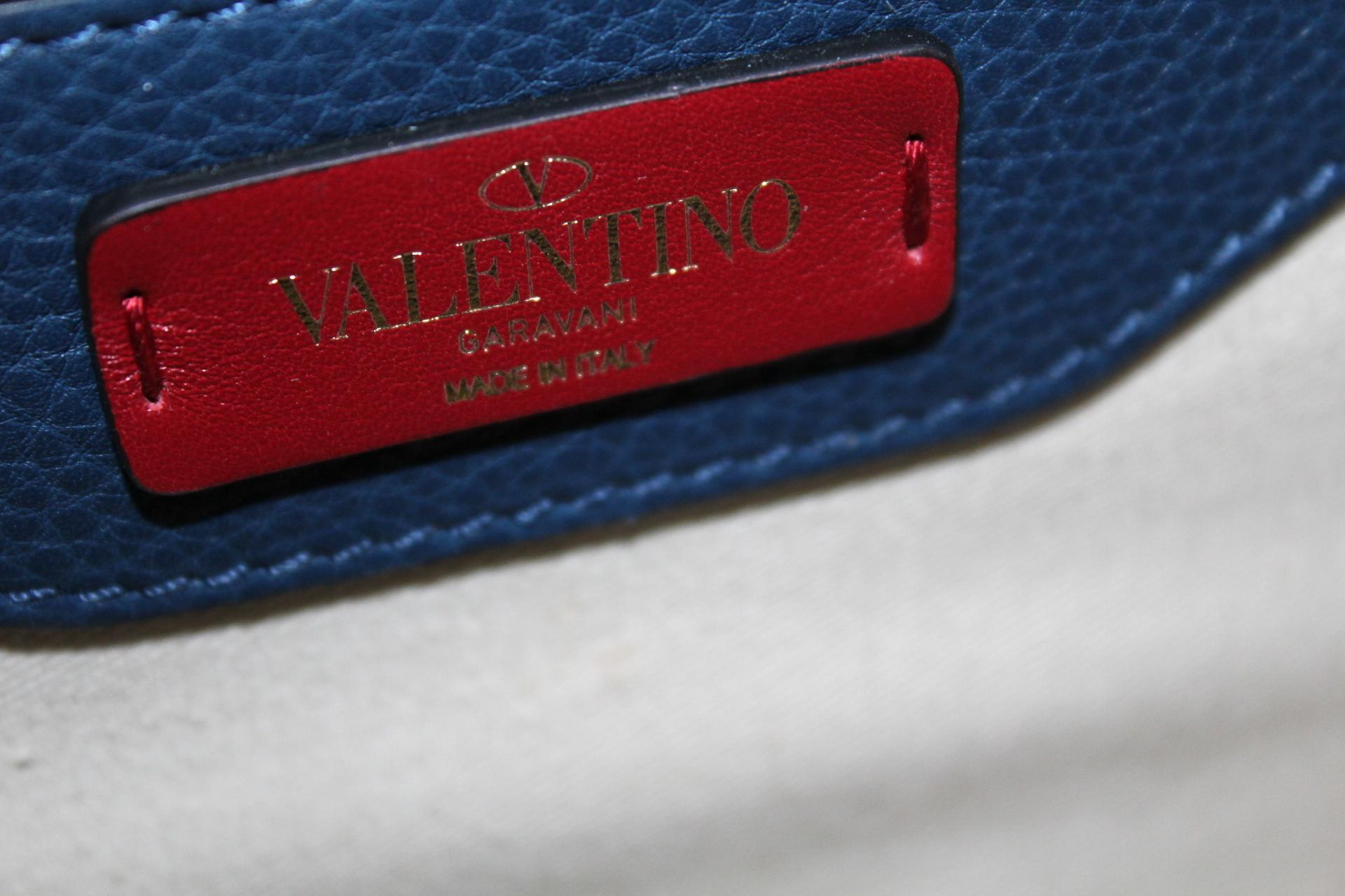 Women's Valentino  Blue Leather Joy Lock Shoulder Bag 