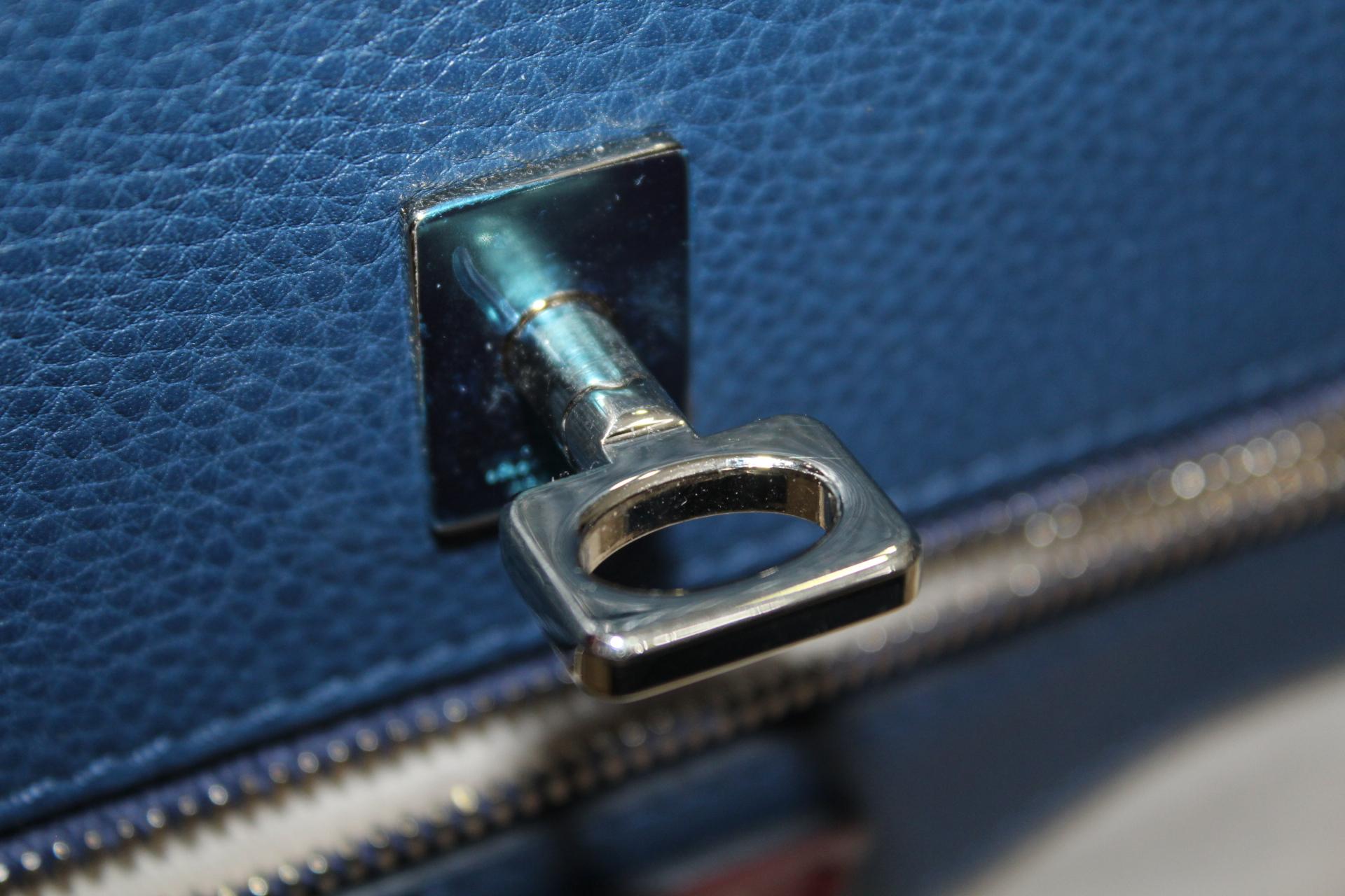 Valentino  Blue Leather Joy Lock Shoulder Bag  1