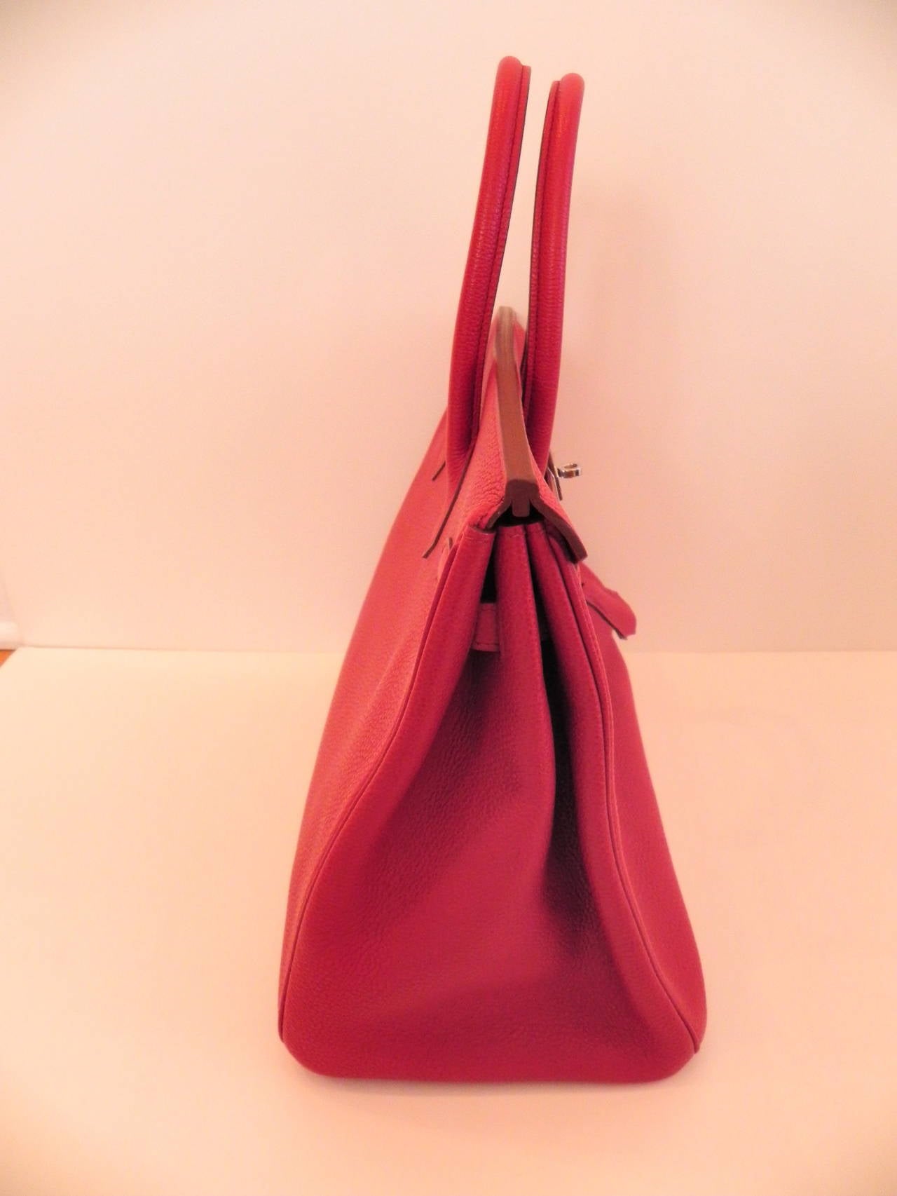 Hermes Birkin 35 cm Rouge Garance Clemence In Excellent Condition In New York, NY