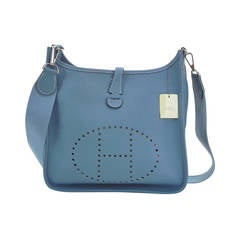 Hermes Evelyn II Bag Blue Jean Taurillion Clemence Bag , circa 2005 , New !!!