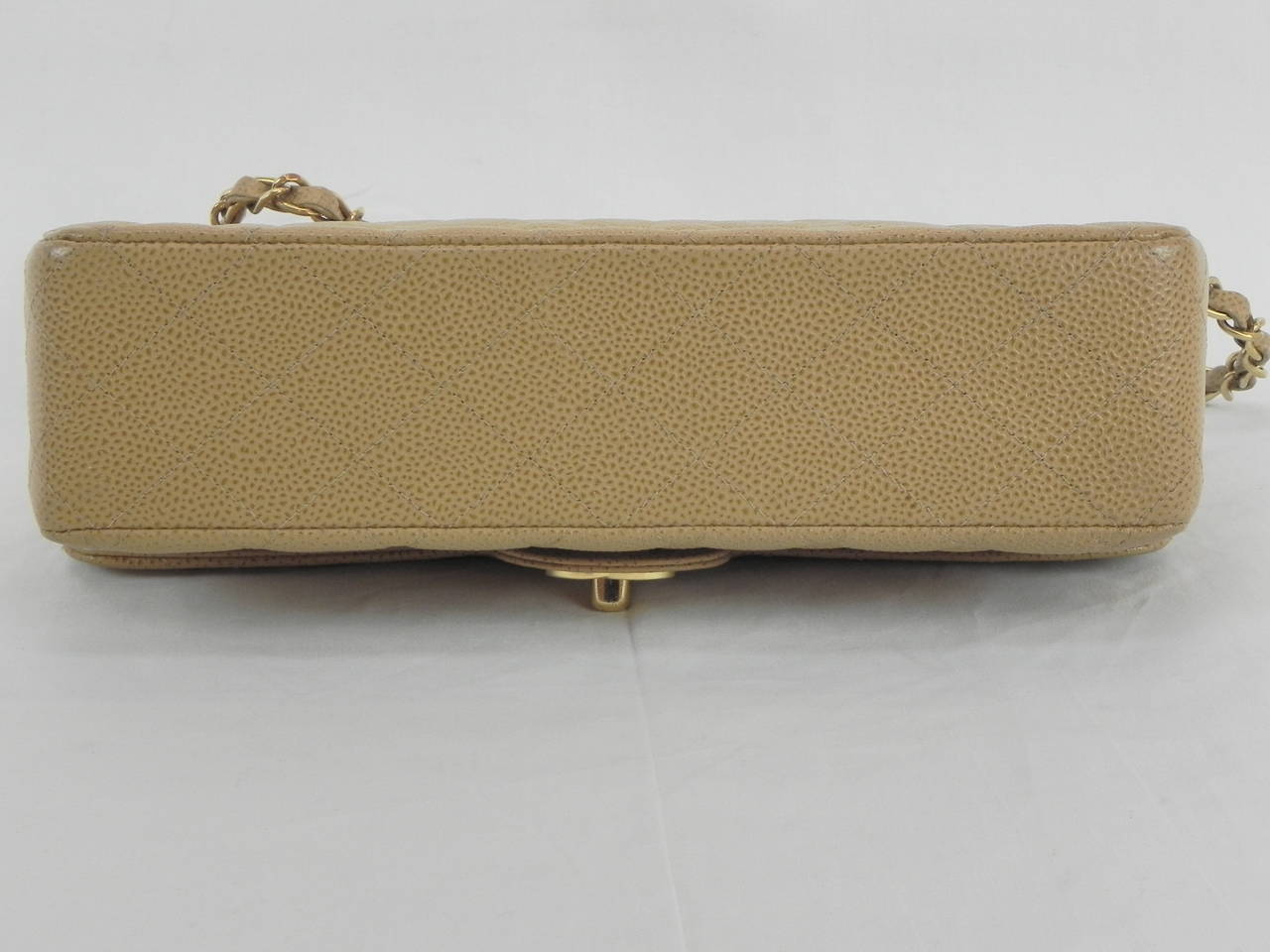 Chanel 25.5 Classic Caviar Beige Bag with Original Guarantee card & Box In Excellent Condition In New York, NY