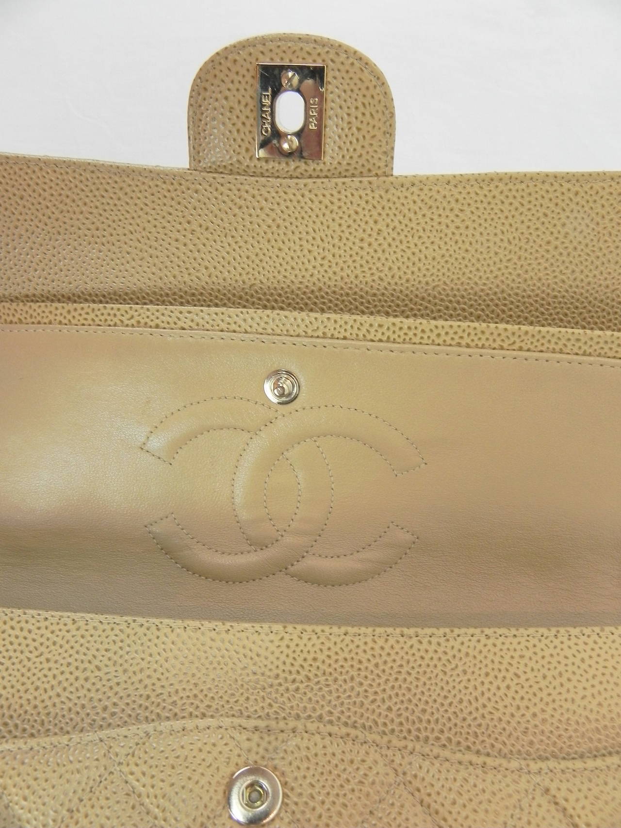 Chanel 25.5 Classic Caviar Beige Bag with Original Guarantee card & Box 1