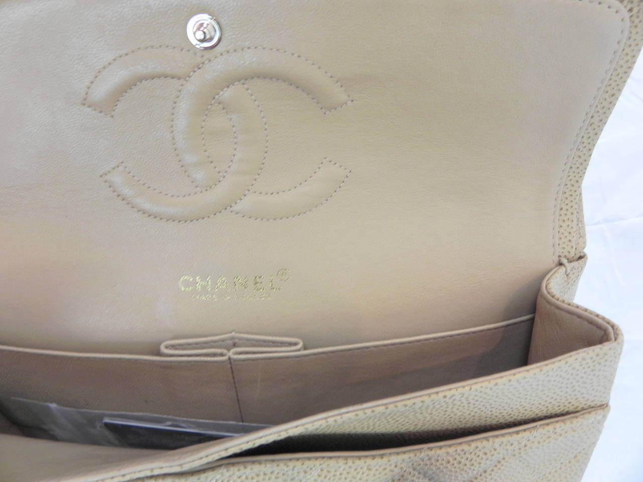 Chanel 25.5 Classic Caviar Beige Bag with Original Guarantee card & Box 2