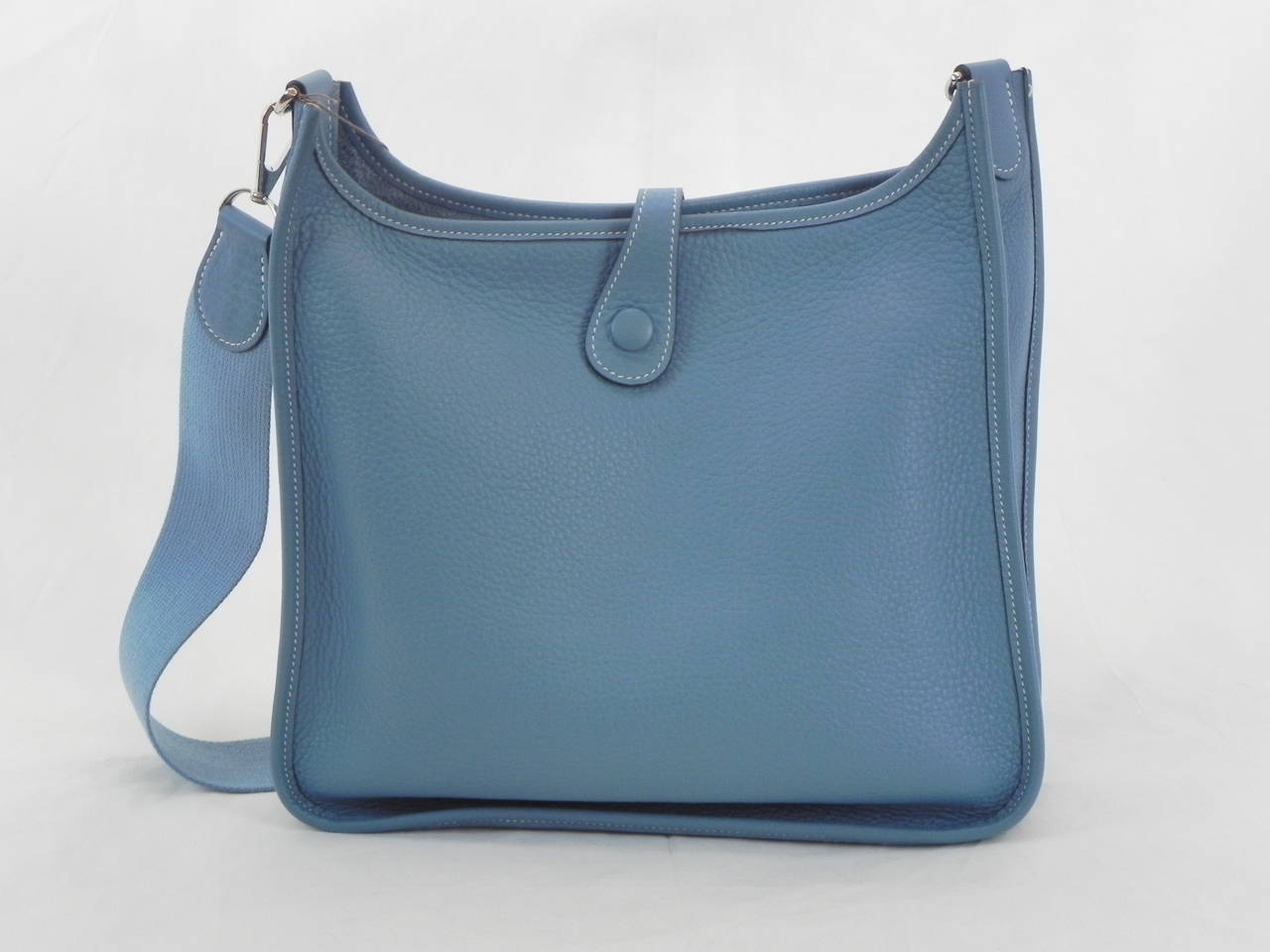 Hermes Evelyn II Bag Blue Jean Taurillion Clemence Bag , circa 2005 , New !!! In New Condition In New York, NY