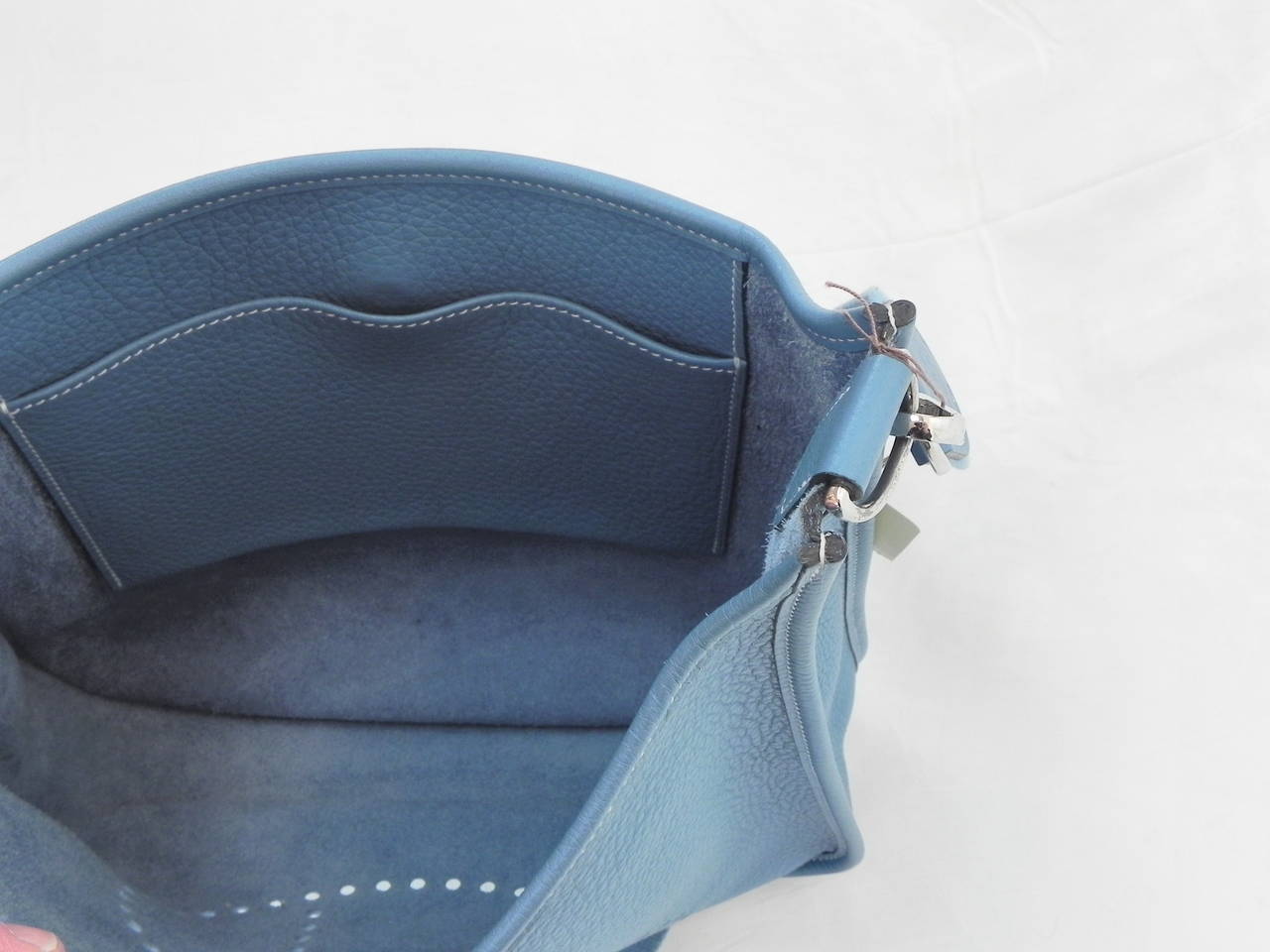 Hermes Evelyn II Bag Blue Jean Taurillion Clemence Bag , circa 2005 , New !!! 4