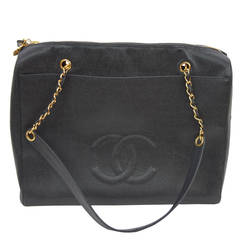 Vintage Chanel Boston Bag Black Caviar Shoulder Bag :Circa :1999