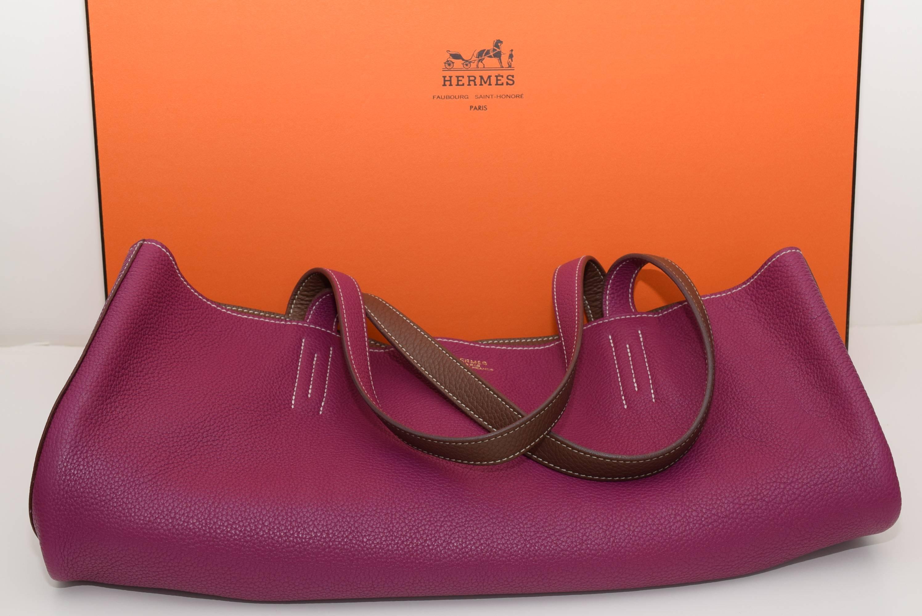 Women's or Men's HERMÈS Double Sens Reversible Pink / Brown Tote Bag & Scarf