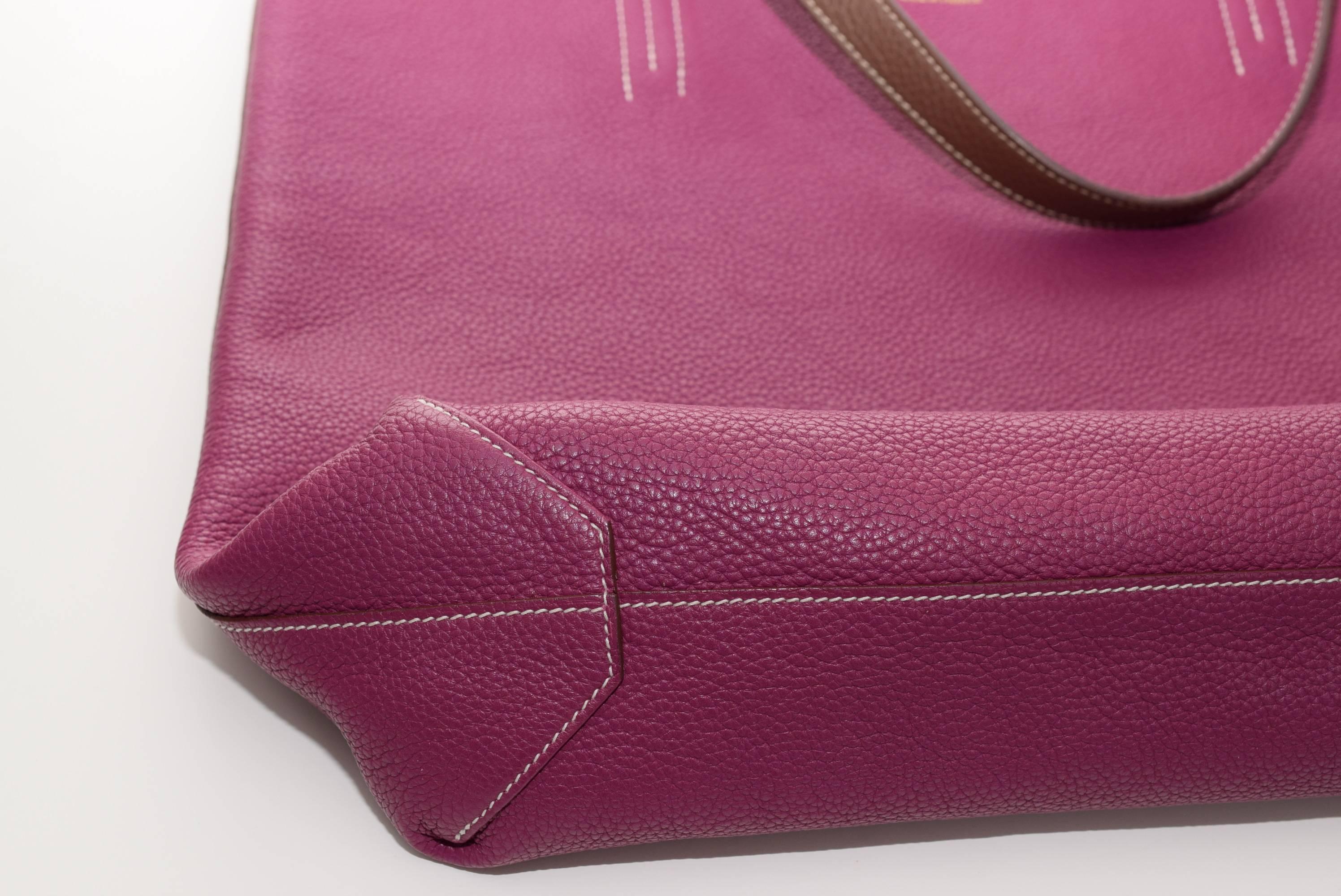 HERMÈS Double Sens Reversible Pink / Brown Tote Bag & Scarf 4