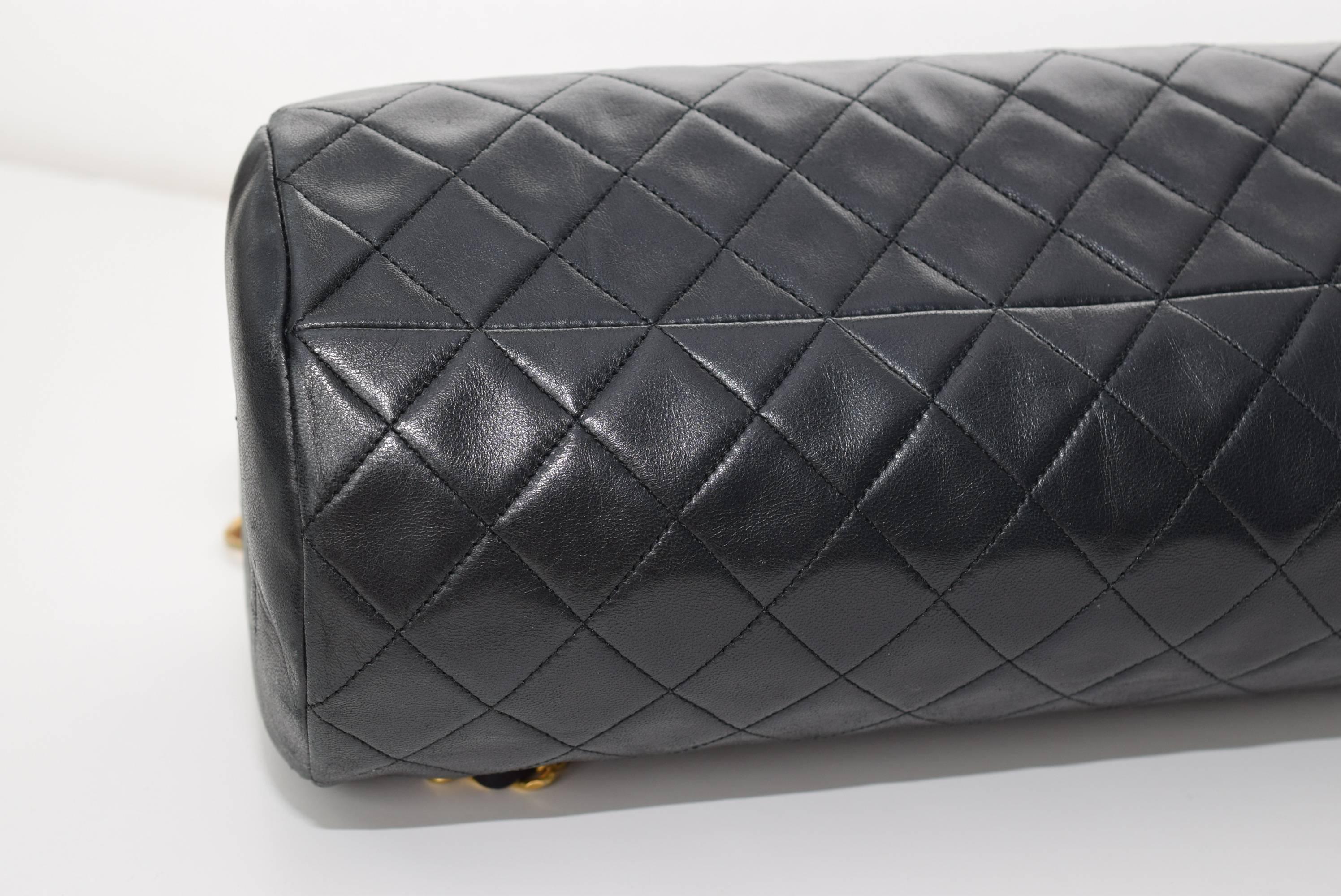 Black Authentic Vintage Chanel Quilted Chain Cylinder Papillon Shoulder barrel Bag. 