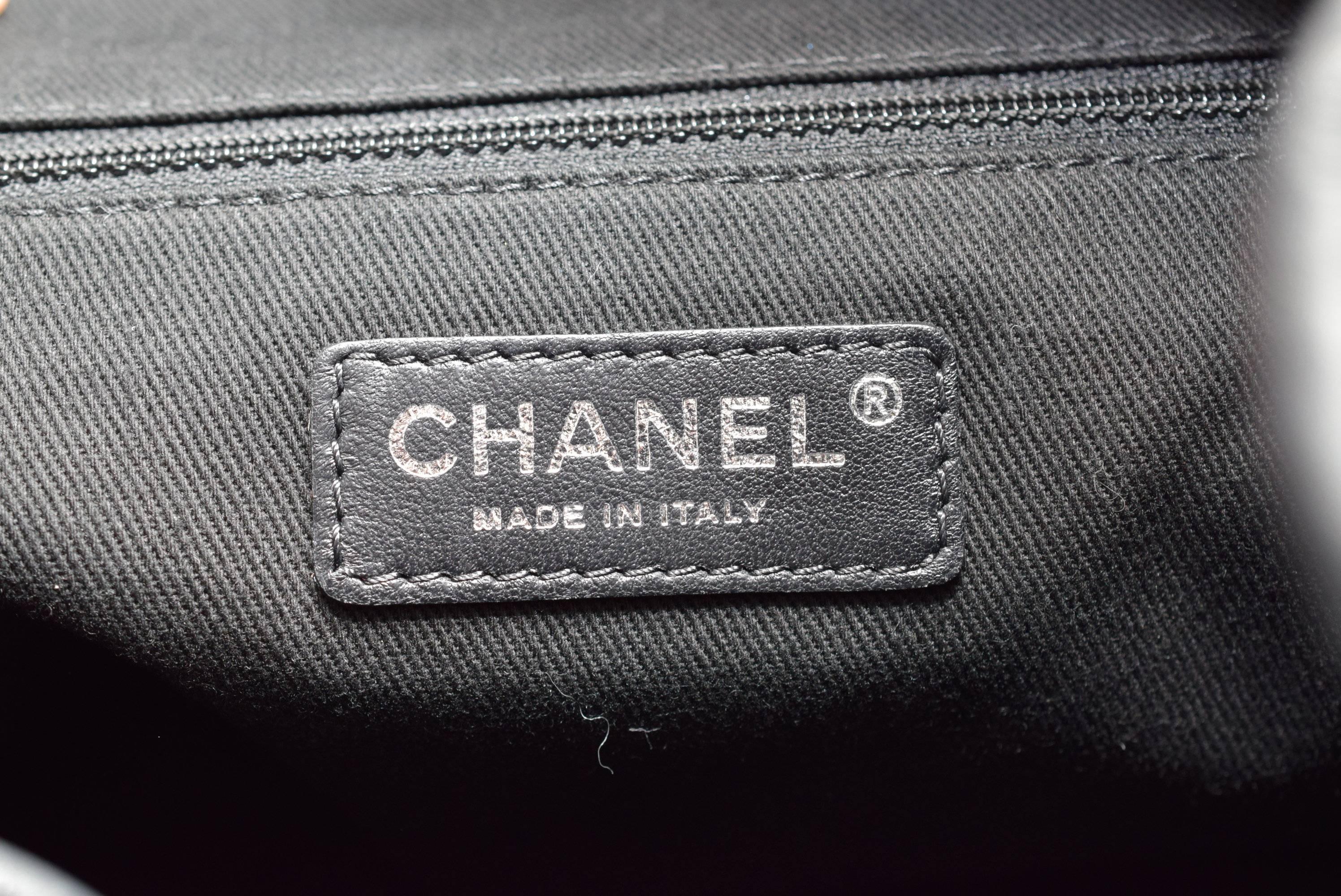 New Chanel Black Shopping Bag w/Orange CC logo 4