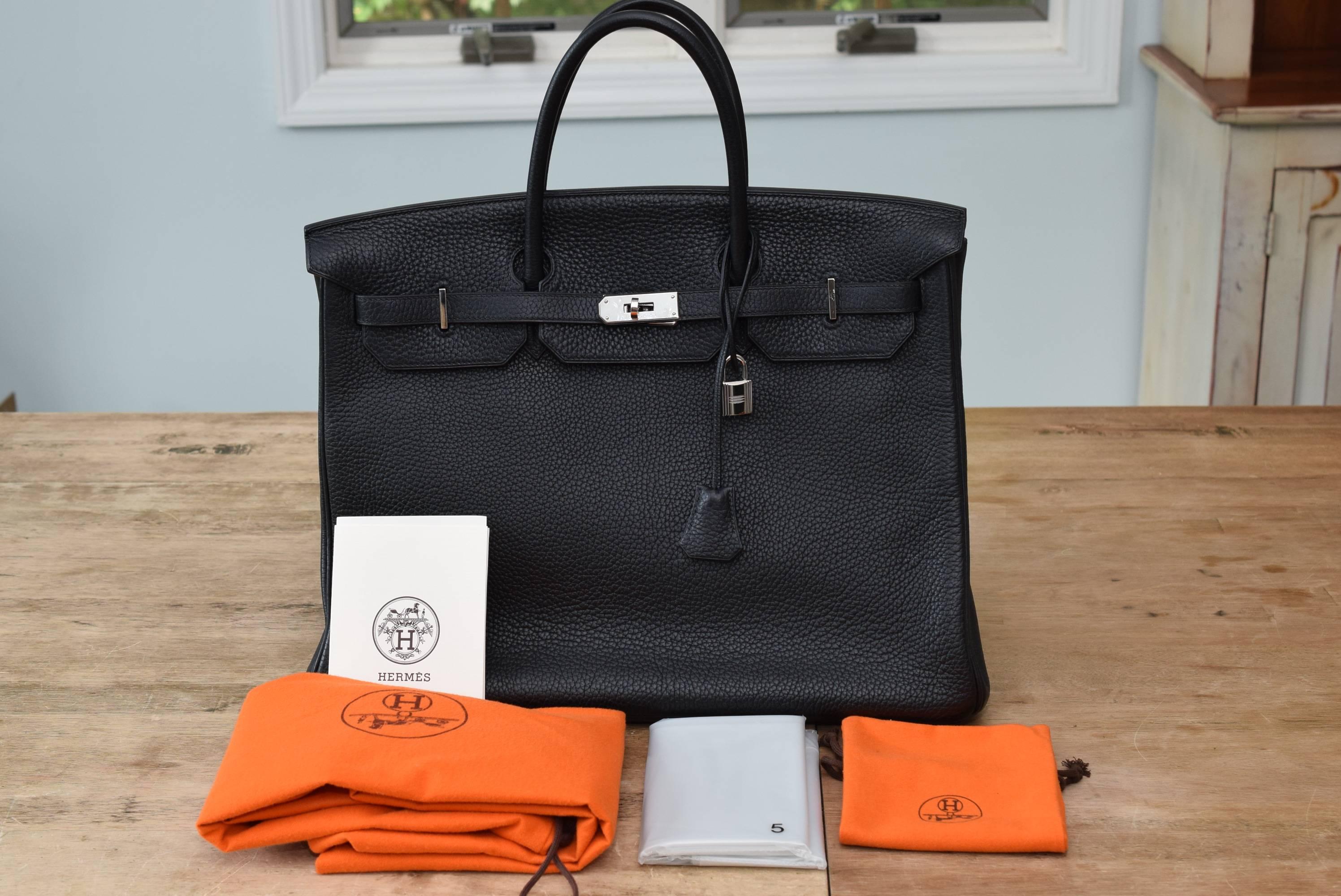 Hermes Birkin 40cm Togo Black Leather Bag For Sale 2