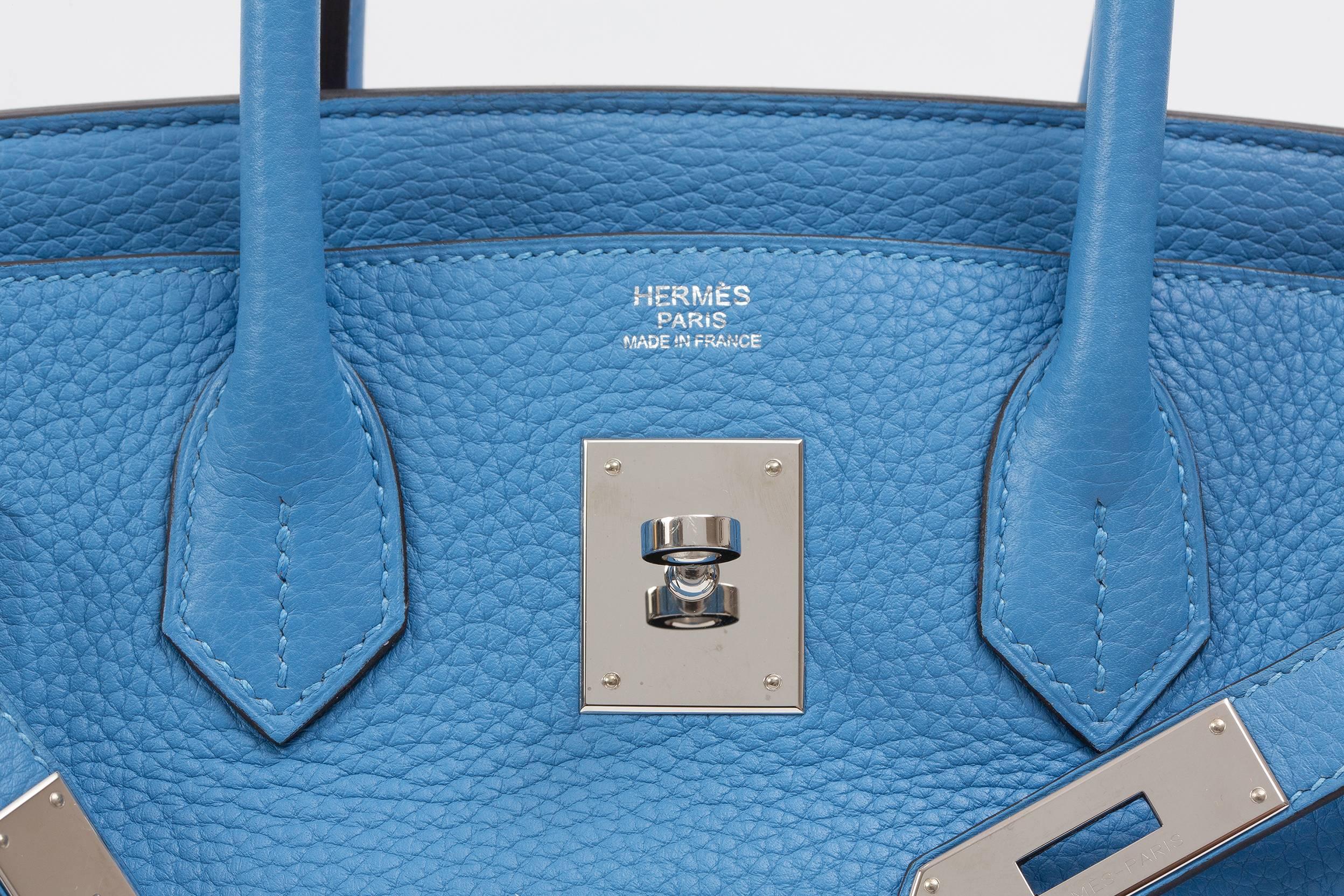 Blue Hermes Birkin 30cm in blue paradise  For Sale