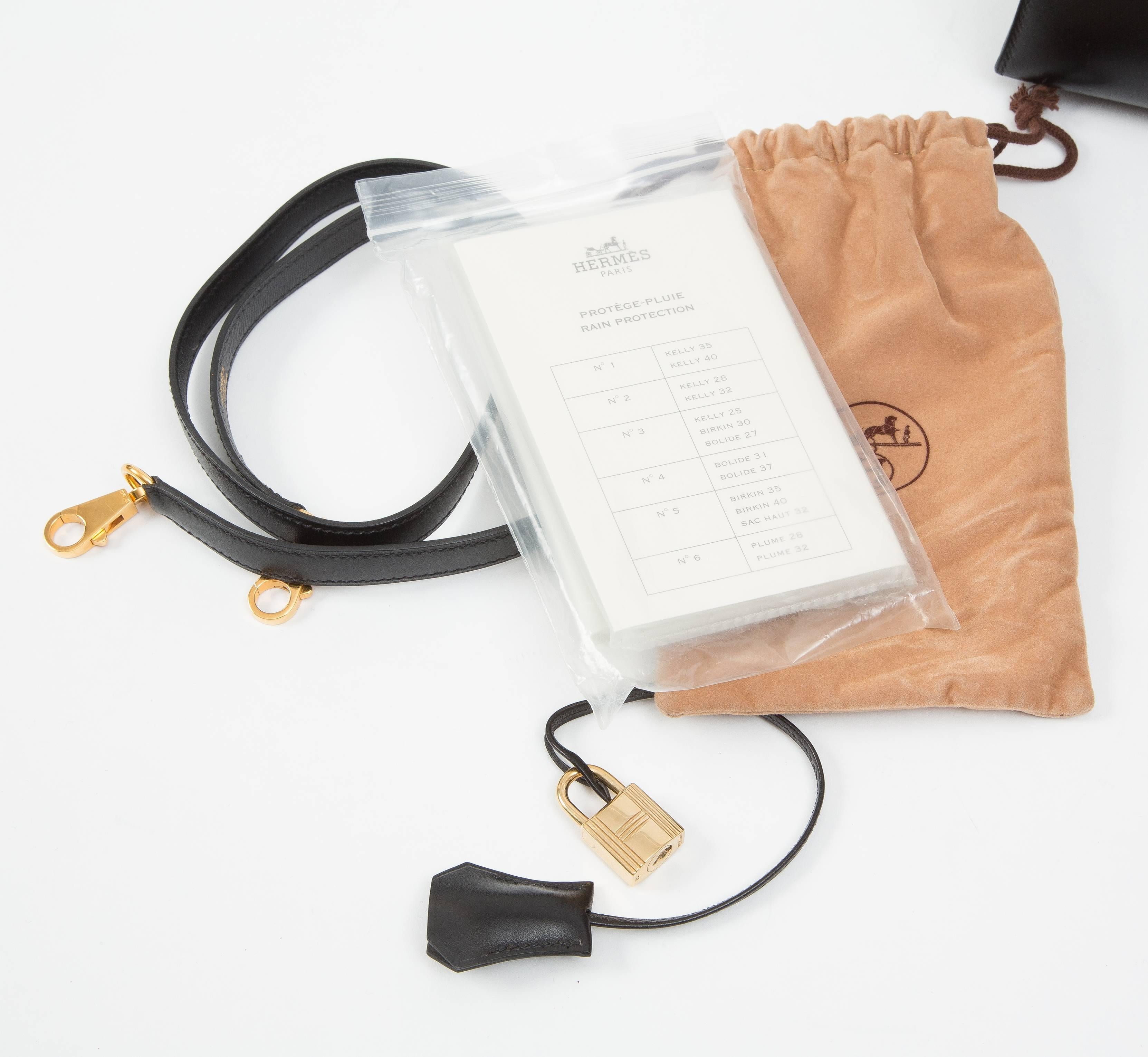 Hermes Kelly Black Box Calf Bag in 32cm. 2