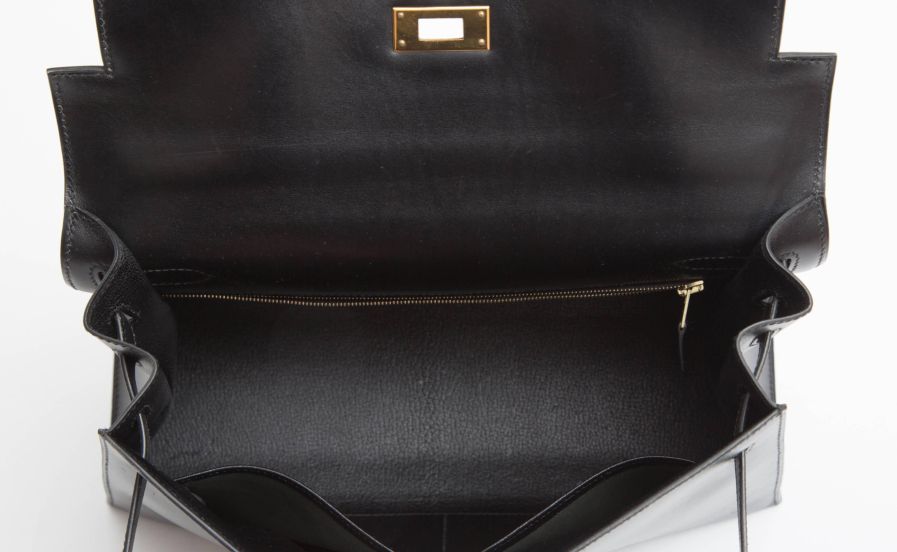 Hermes Kelly Black Box Calf Bag in 32cm. 1