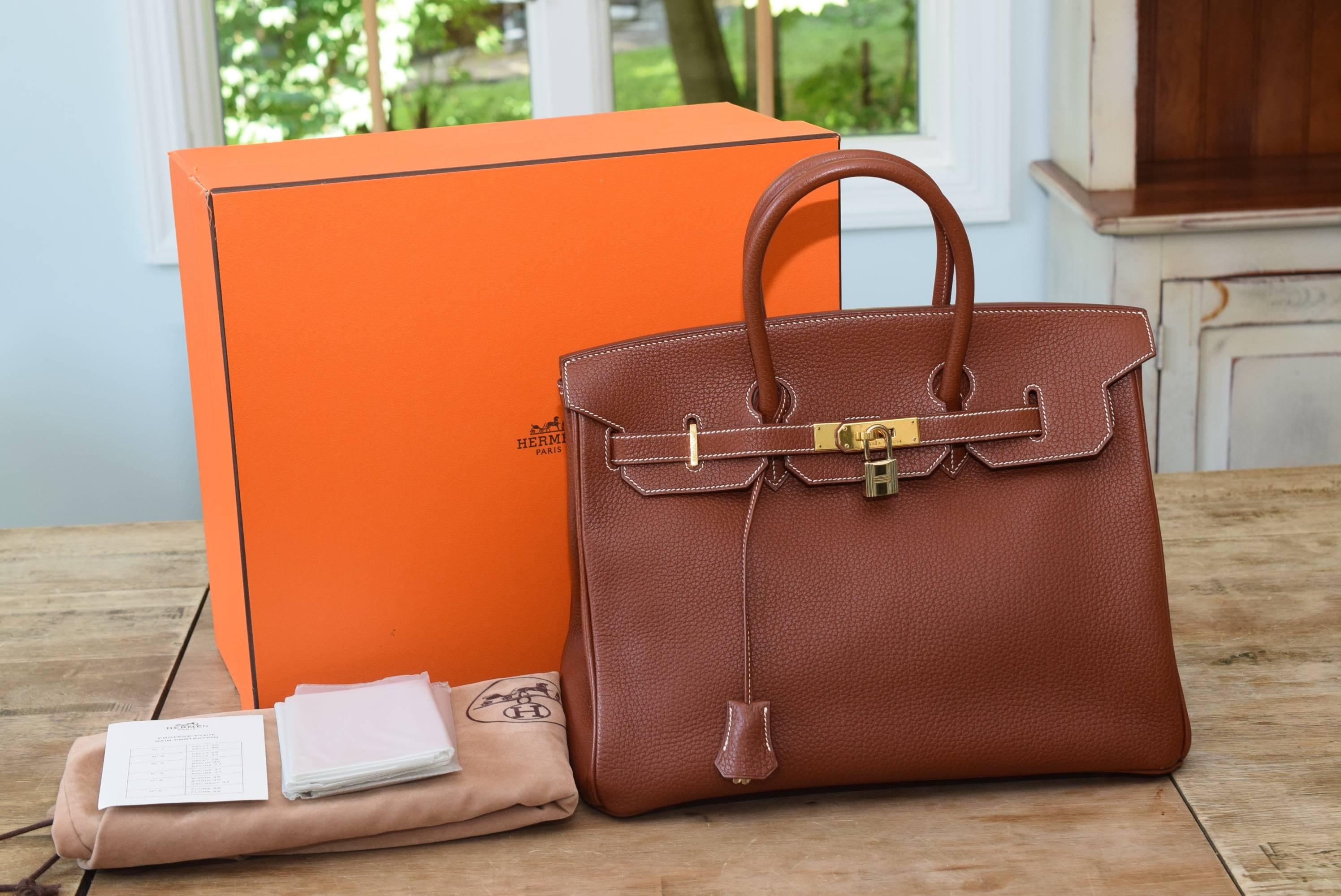 Hermes Birin ToGo 35cm Noisette Brown Bag For Sale 1