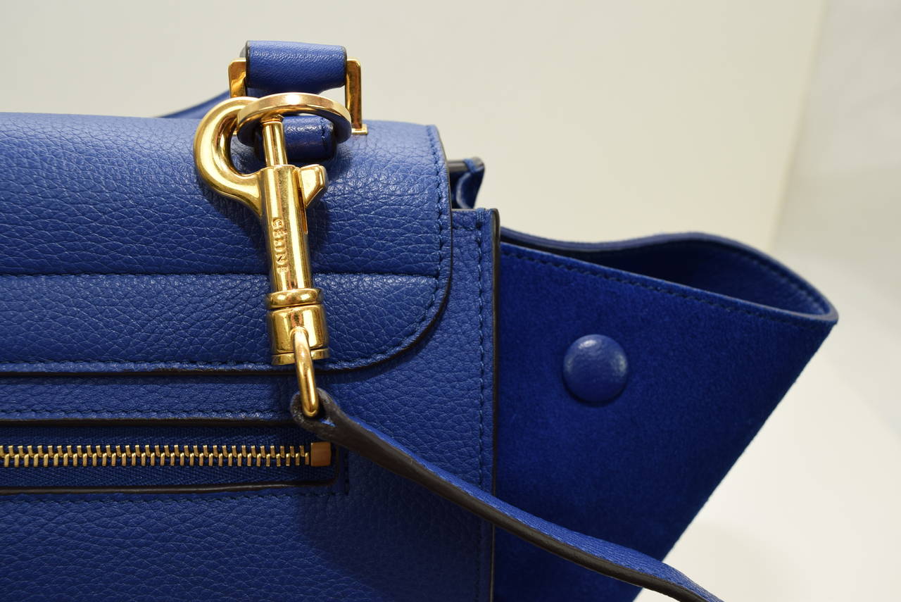 Celine Two Color Blue Leather and Suede \u0026quot;Trapeze \u0026quot; Bag .Circa 2009 ...  