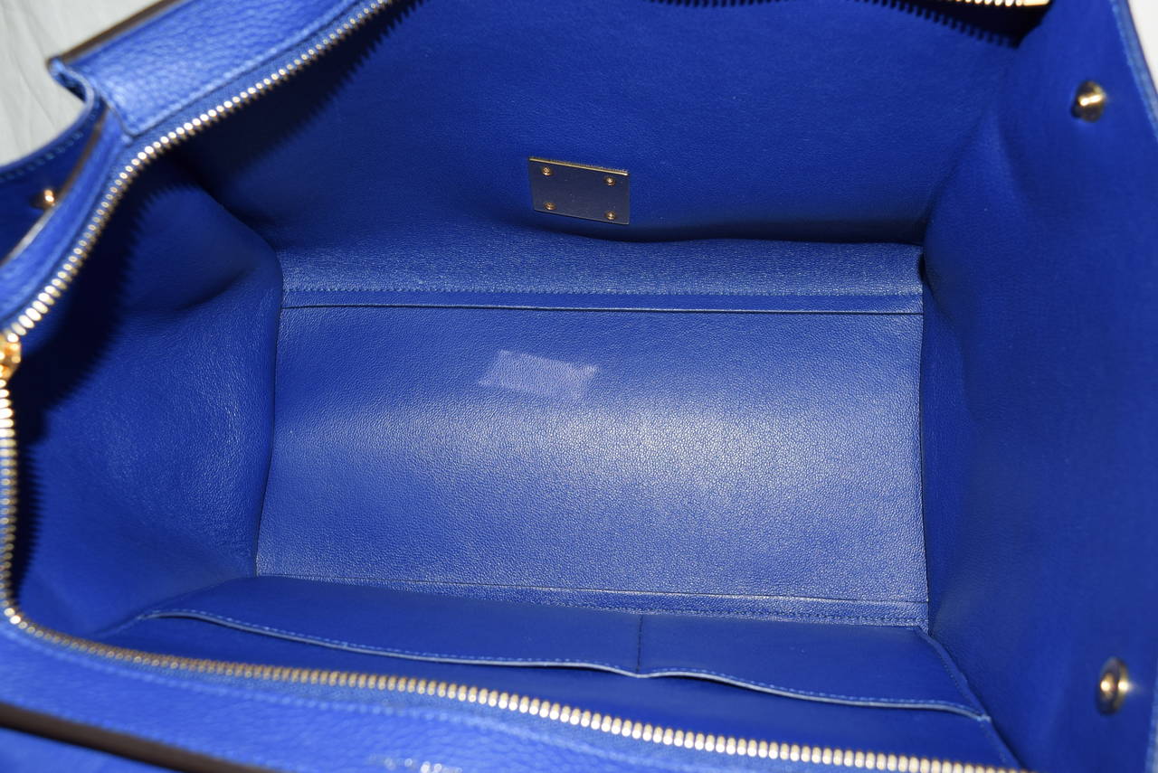 celine mini luggage handbag - Celine Two Color Blue Leather and Suede \u0026quot;Trapeze \u0026quot; Bag .Circa 2009 ...