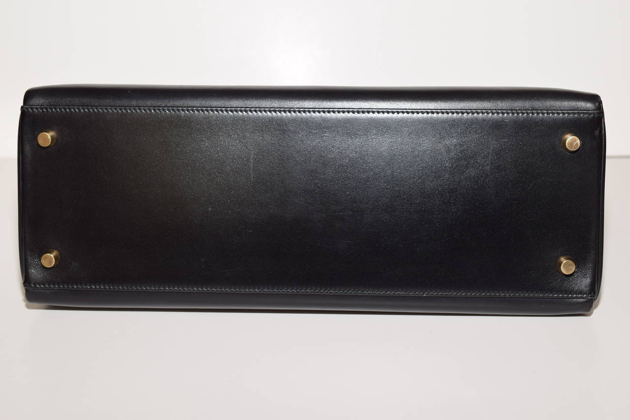 Hermes Black Kelly Box Calf .35 cm .Circa : 1997 .Made in France In Excellent Condition In New York, NY