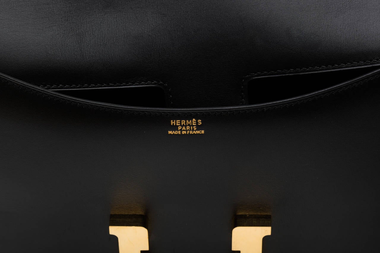 Women's Hermes Black Calf Leather Constance Bag