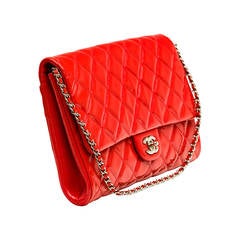 Chanel Patent leather Coral classic Shoulder Clutch bag