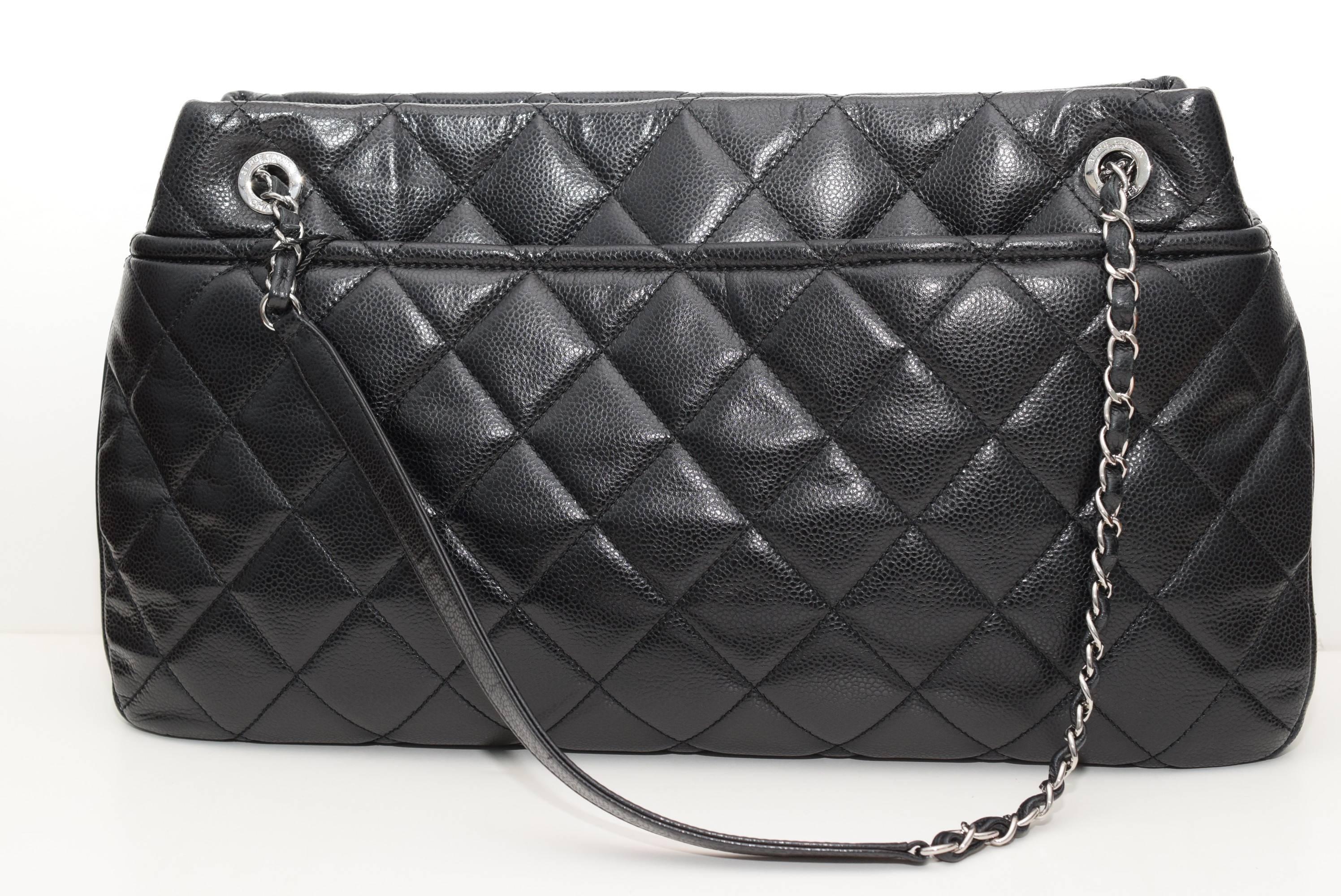 Chanel Black Caviar Leather Quilted 42 cm Shoulder bag .Circa :2015 2