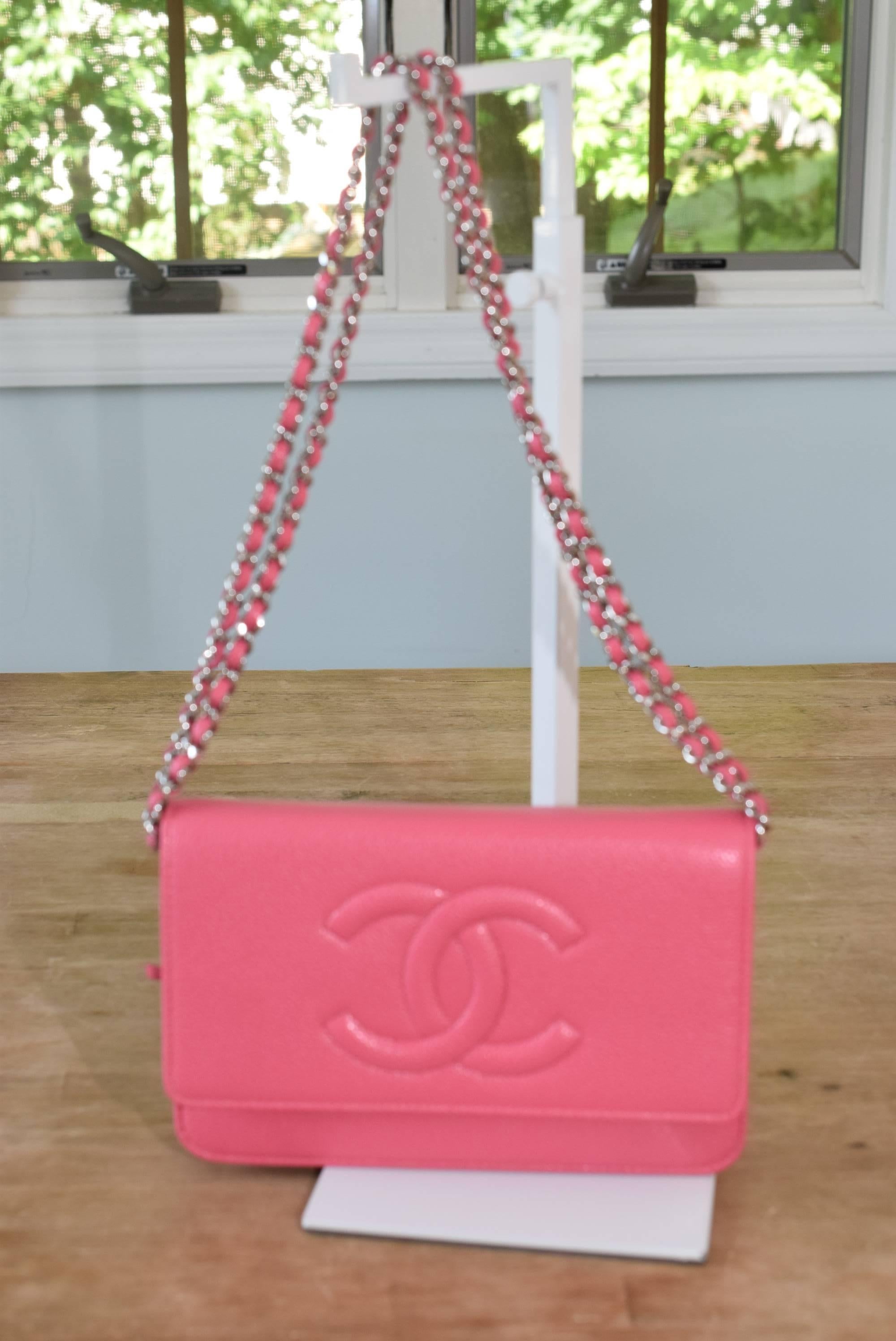 Pink Chanel Timeless WOC Crossbody For Sale