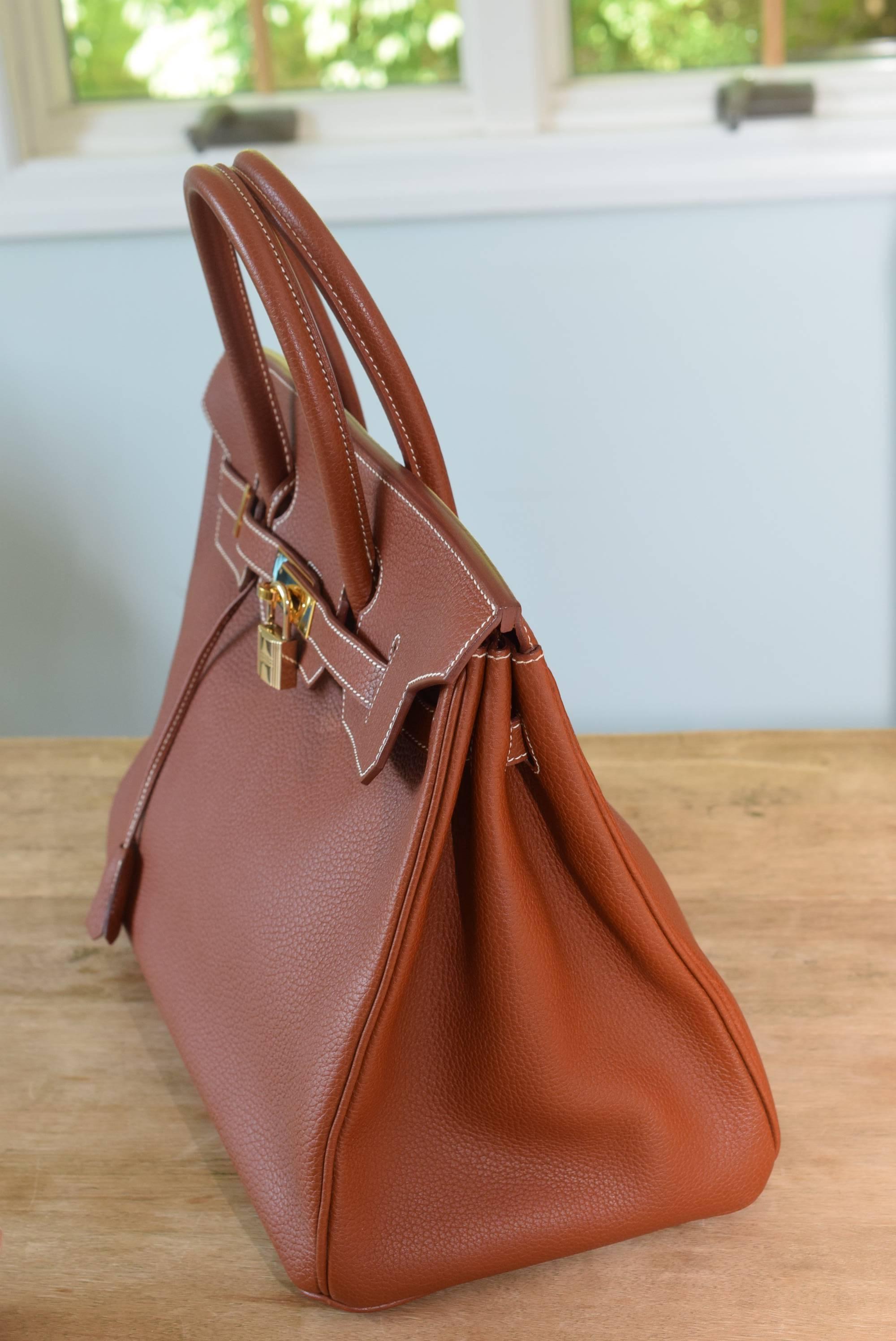 Women's or Men's Hermes Birin ToGo 35cm Noisette Brown Bag For Sale