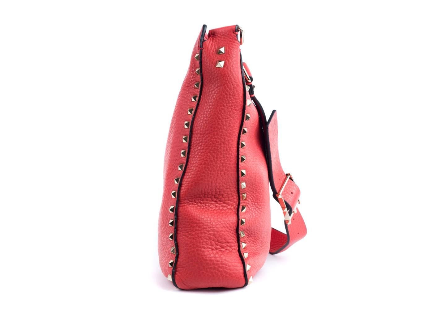 Red Valentino Women's Bright Rockstud Vitello Hobo Bag