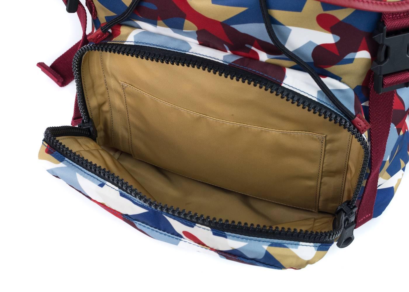 Valentino Multicolor Red Blue White Camustar Nylon Backpack In New Condition For Sale In Brooklyn, NY