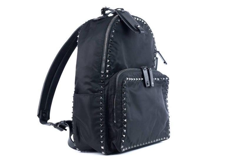 Valentino Solid Black Rockstud Nylon Backpack For Sale at 1stDibs valentino backpack sale