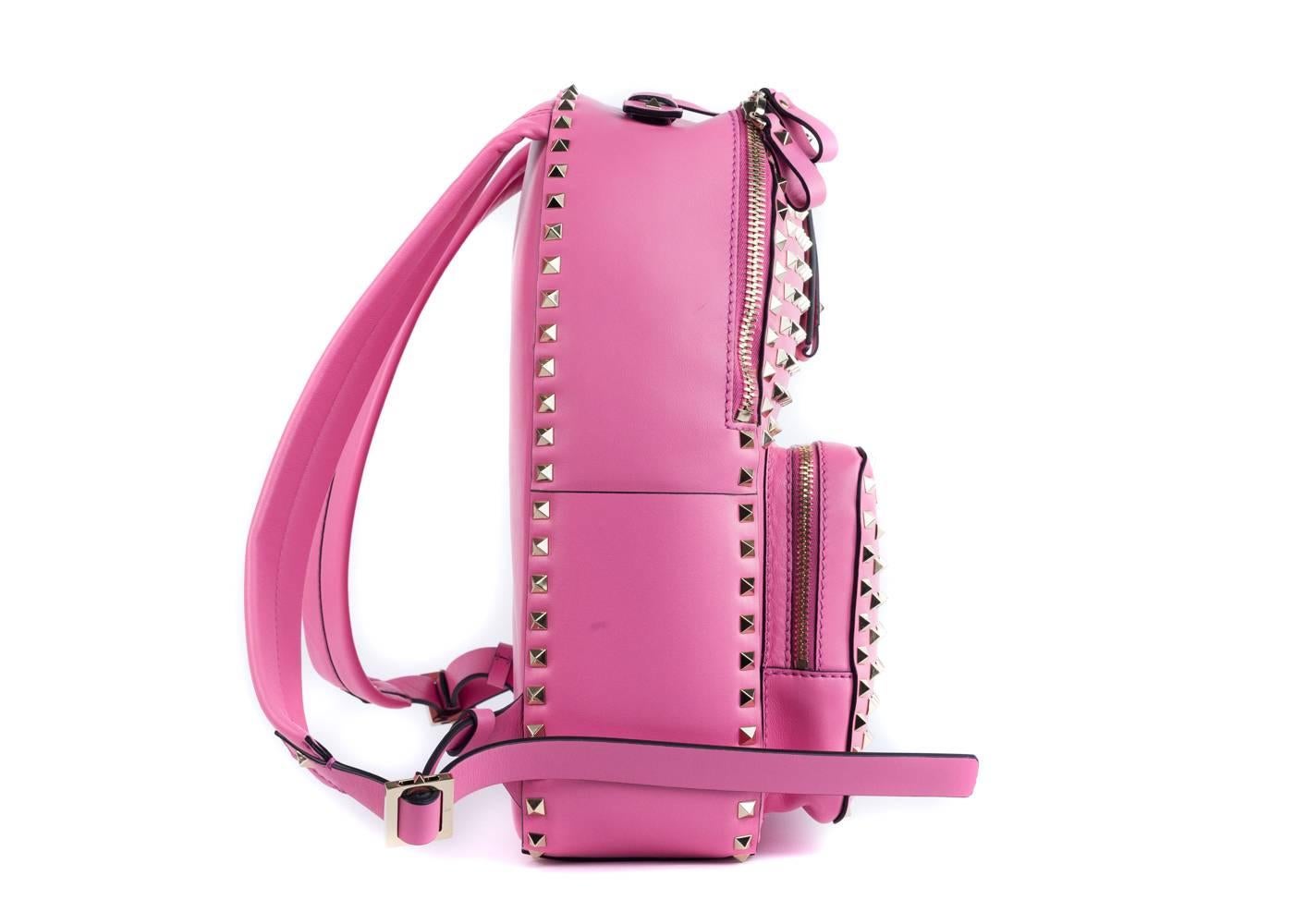 Valentino Women's Pink Leather Rockstud Backpack 1