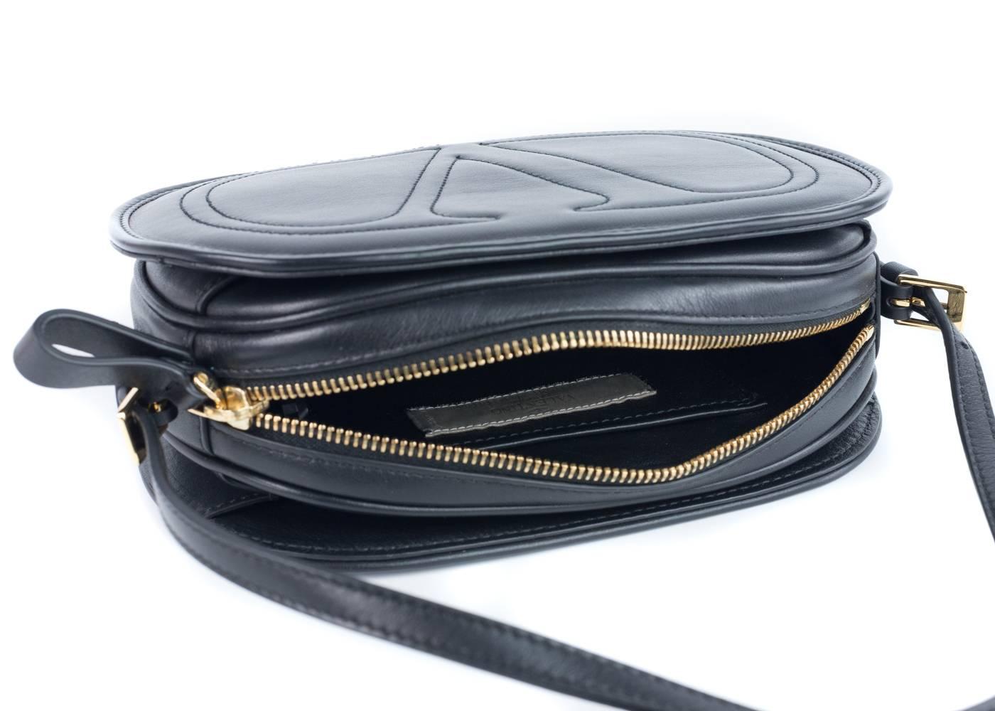Valentino Women's Black Logo Go Small Calfskin Crossbody Bag 2