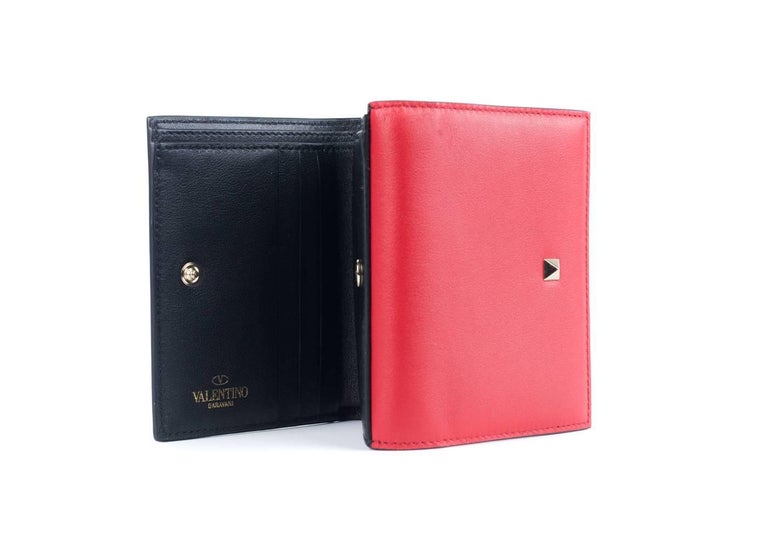 Valentino Women's Solid Red Leather French Compact Wallet at 1stDibs