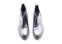 Brunello Cucinelli Women Metallic Leather Silver Ankle Boots